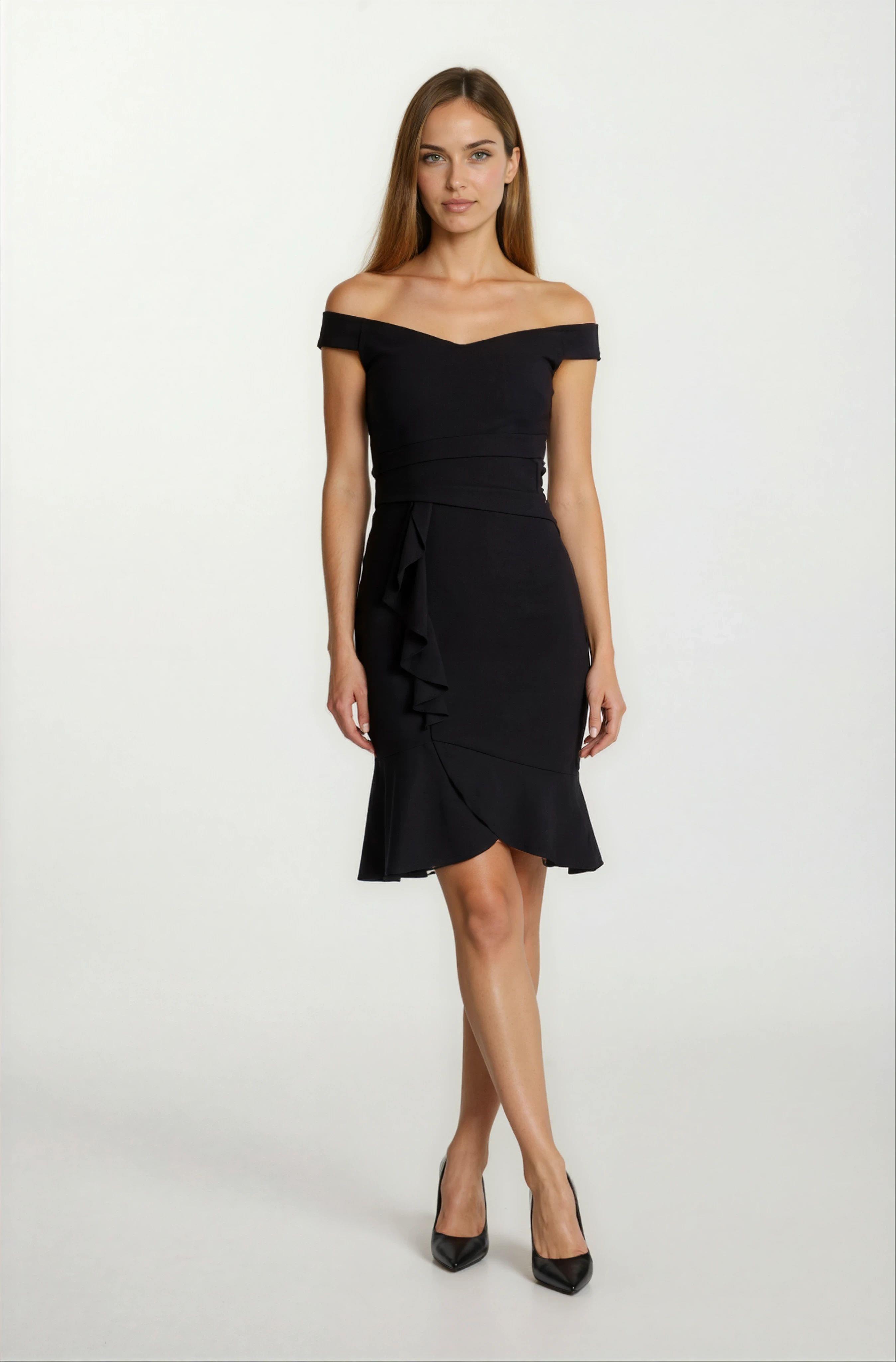 Alfieri Kalın  Askılıı Kısa Abiye Elbise SİYAH