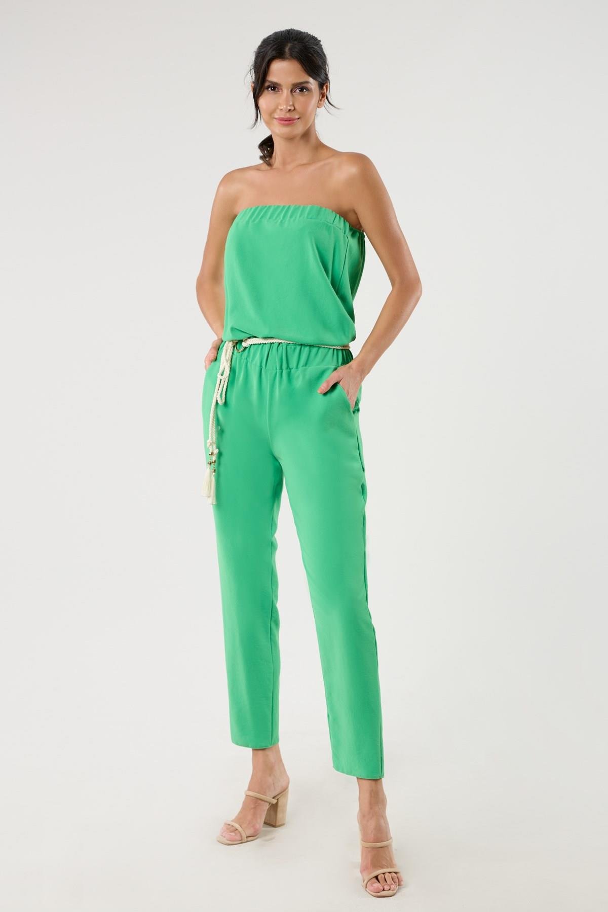 Alfierino Straplez Halat Kemerli Tulum YEŞİL