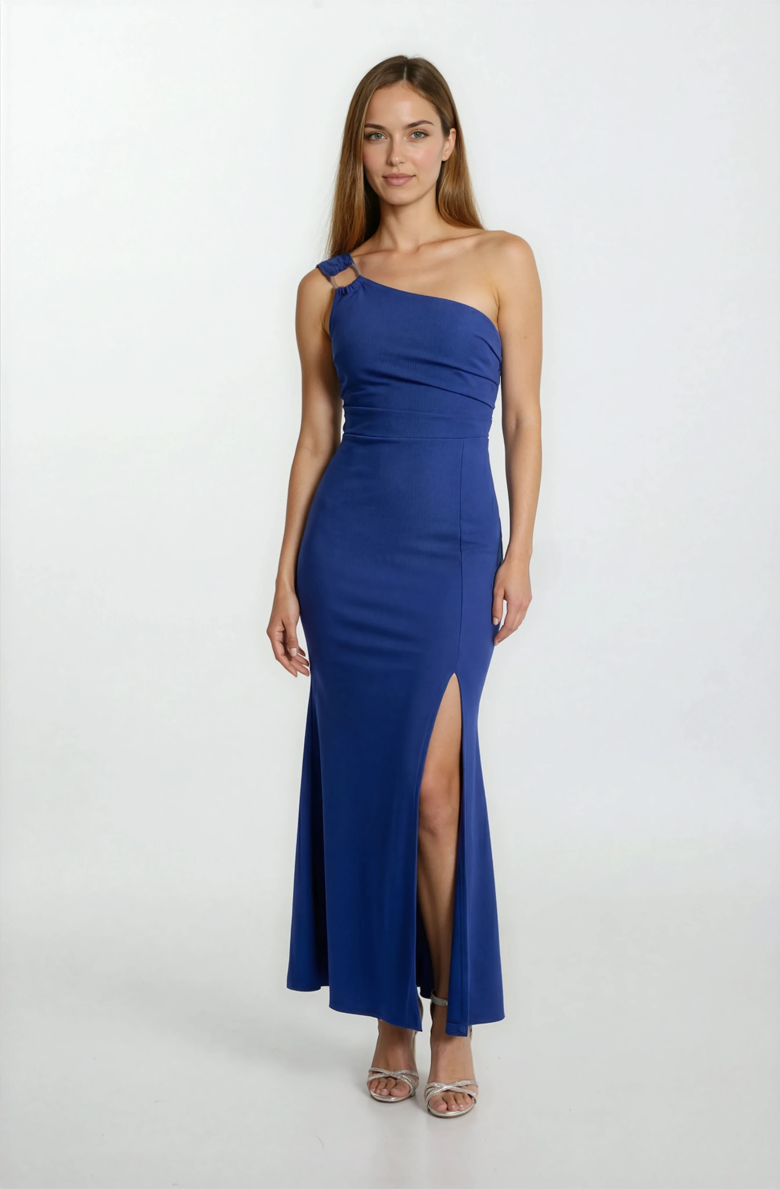 Ampilioi Tek Omuz Askılı Halka Detaylı Uzun Abiye Elbise SAKS