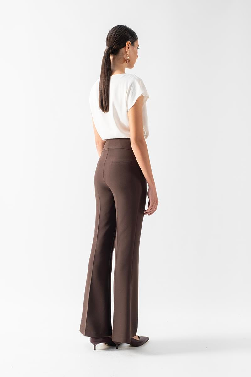 Ardengo Geniş Kemer İspanyol Paça Pantolon KAHVE