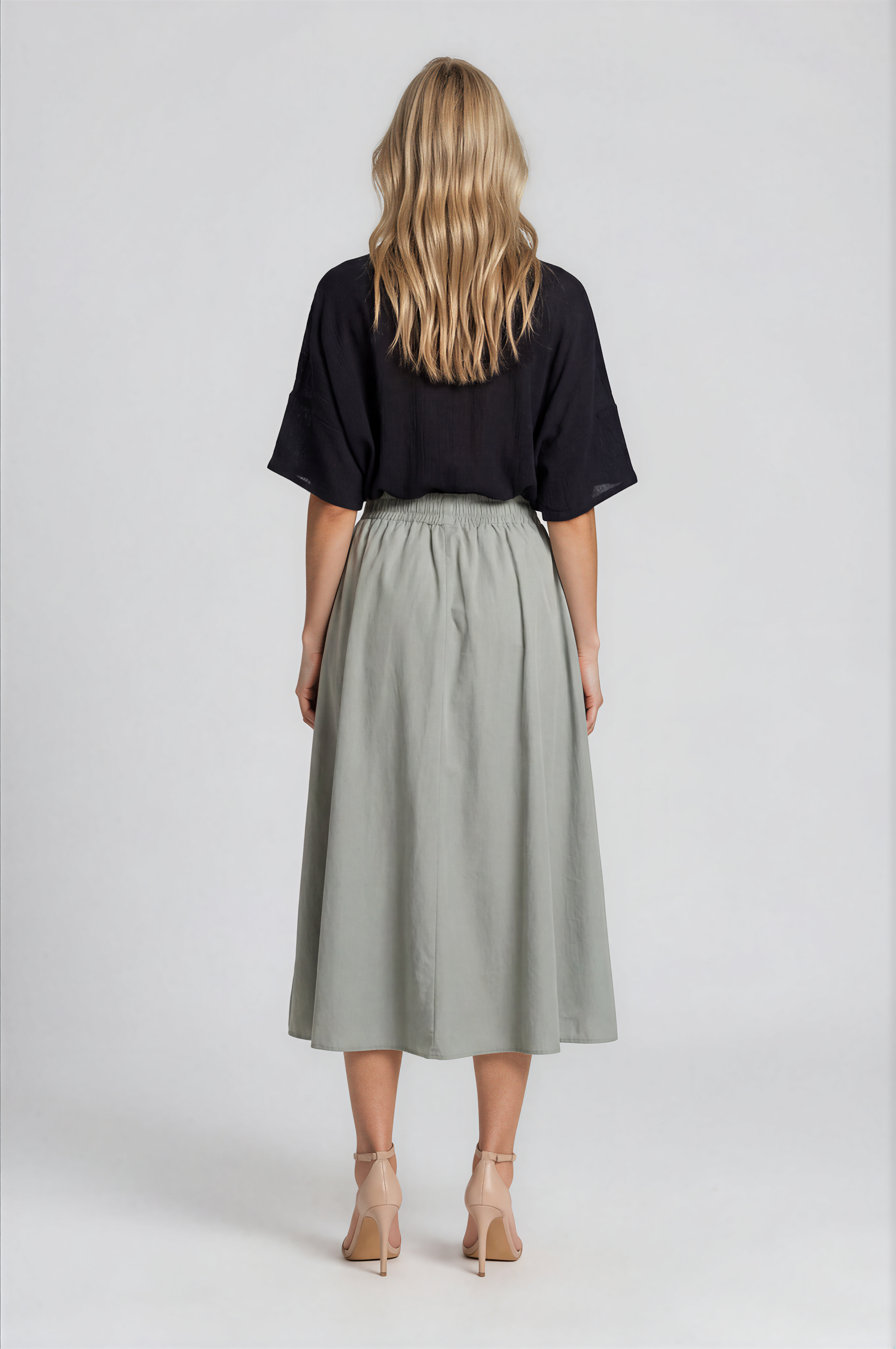 Asimetrik Kesim Kat Detaylı Oversize  Bluz SİYAH