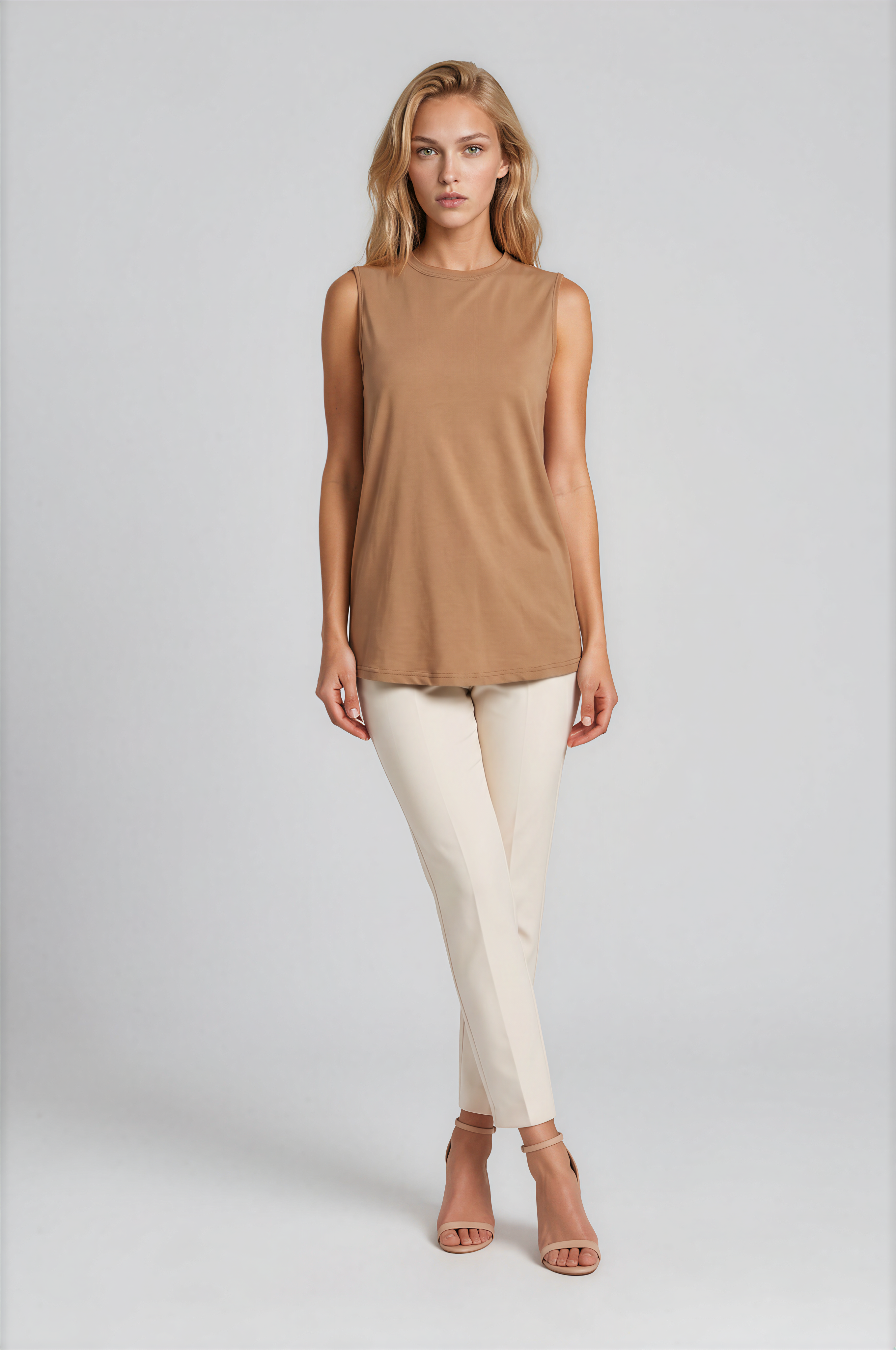 Bisiklet Yaka Kolsuz Basic Bluz TABA