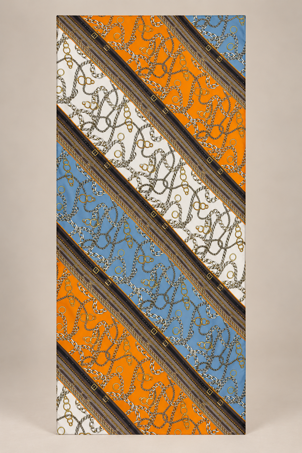 Çapraz Zincir Halka ve Kemer Motiflli Şal180 x 85 cm KAHVERENGİ