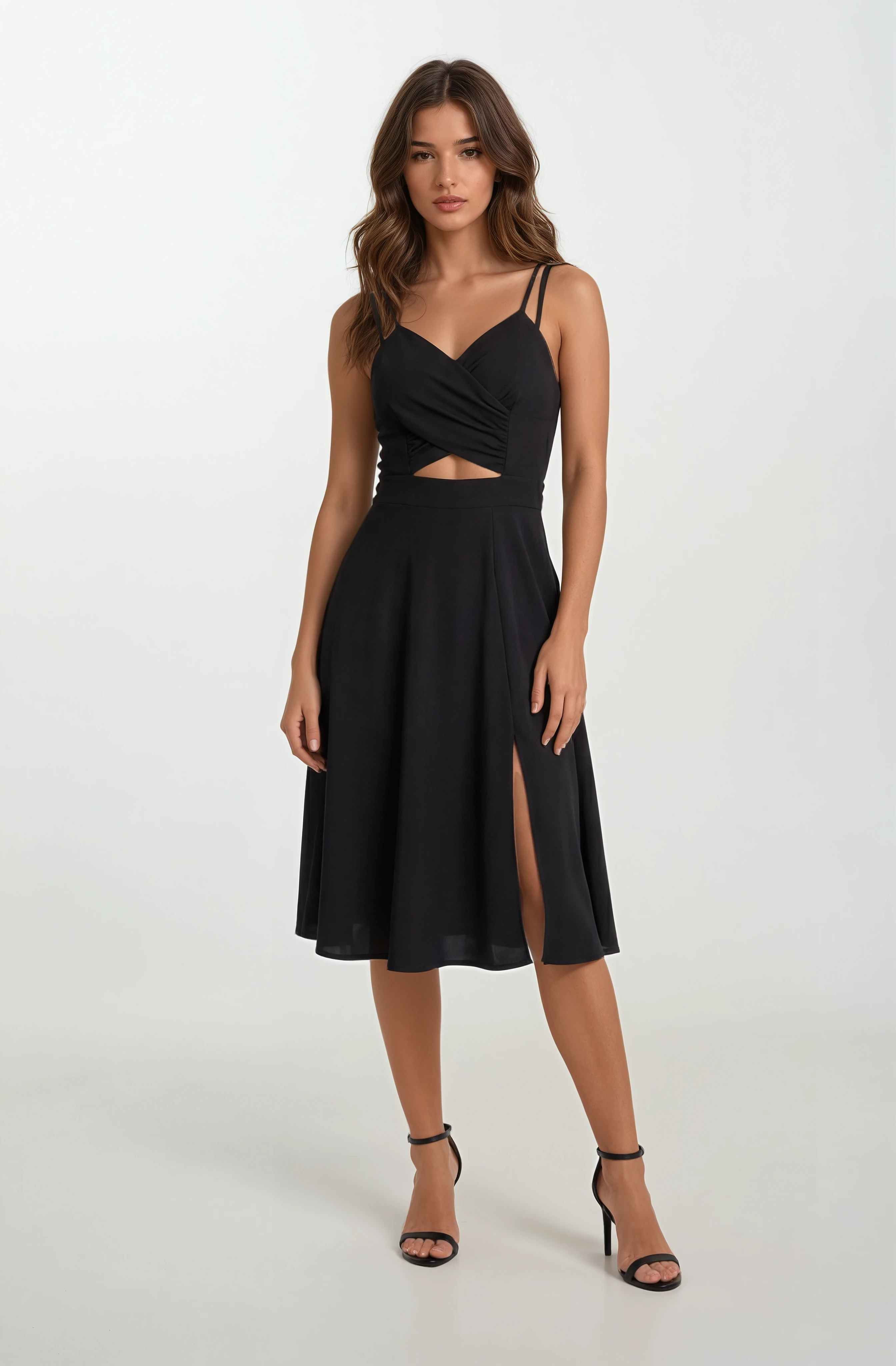 Cavallin Kruvaze Askılı Kısa Abiye Elbise SİYAH