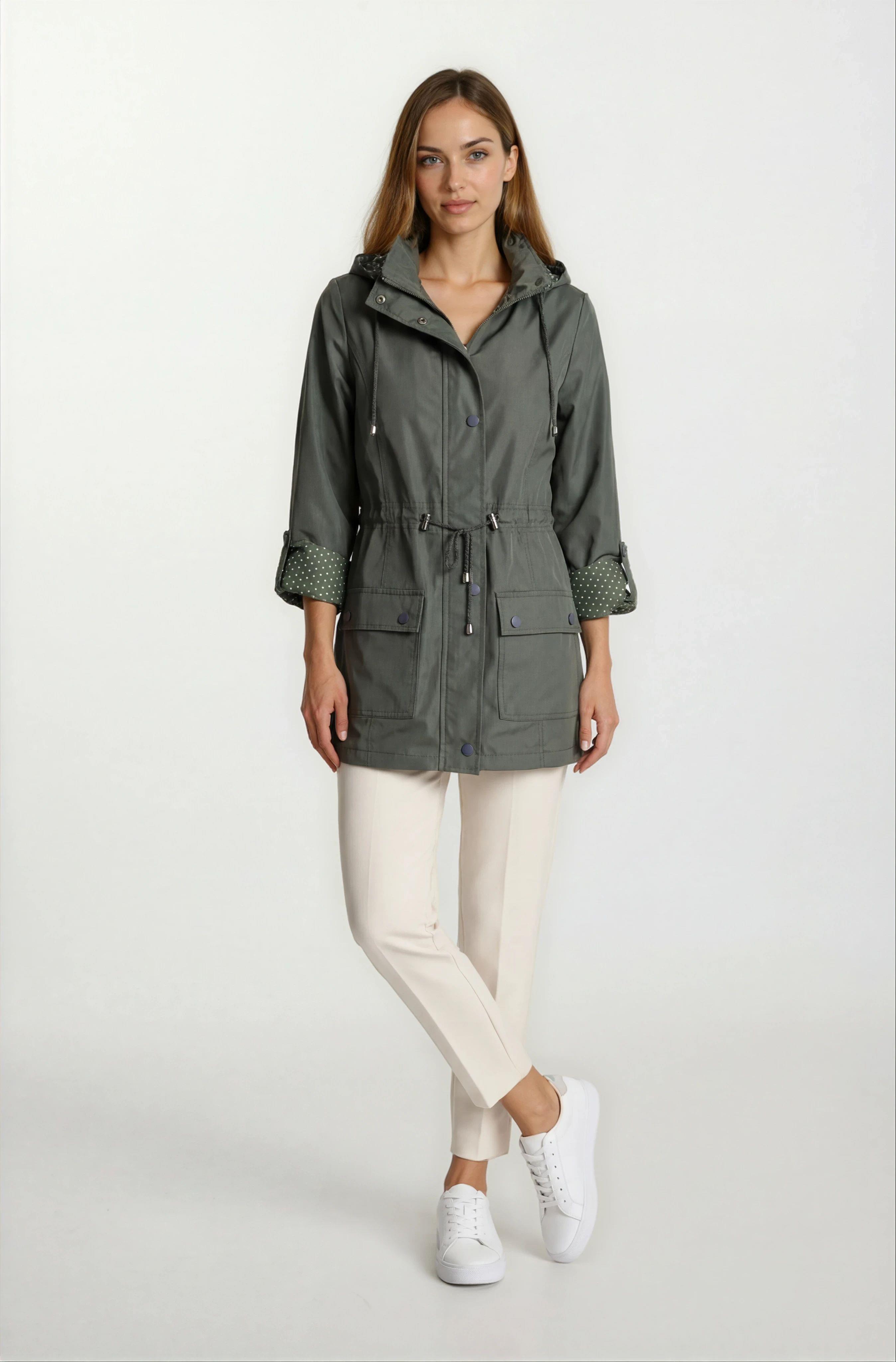 Christensen Kapüşonlu Çıtçıtlı Katlamalı Kol Safari Mont HAKİ