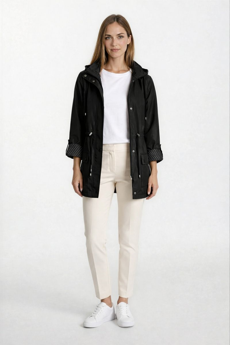 Christensen Kapüşonlu Çıtçıtlı Katlamalı Kol Safari Mont SİYAH