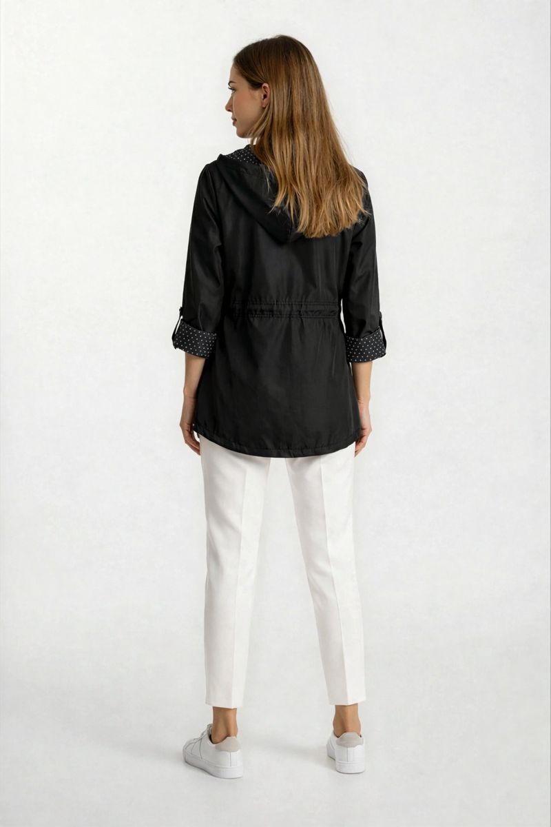 Christensen Kapüşonlu Çıtçıtlı Katlamalı Kol Safari Mont SİYAH