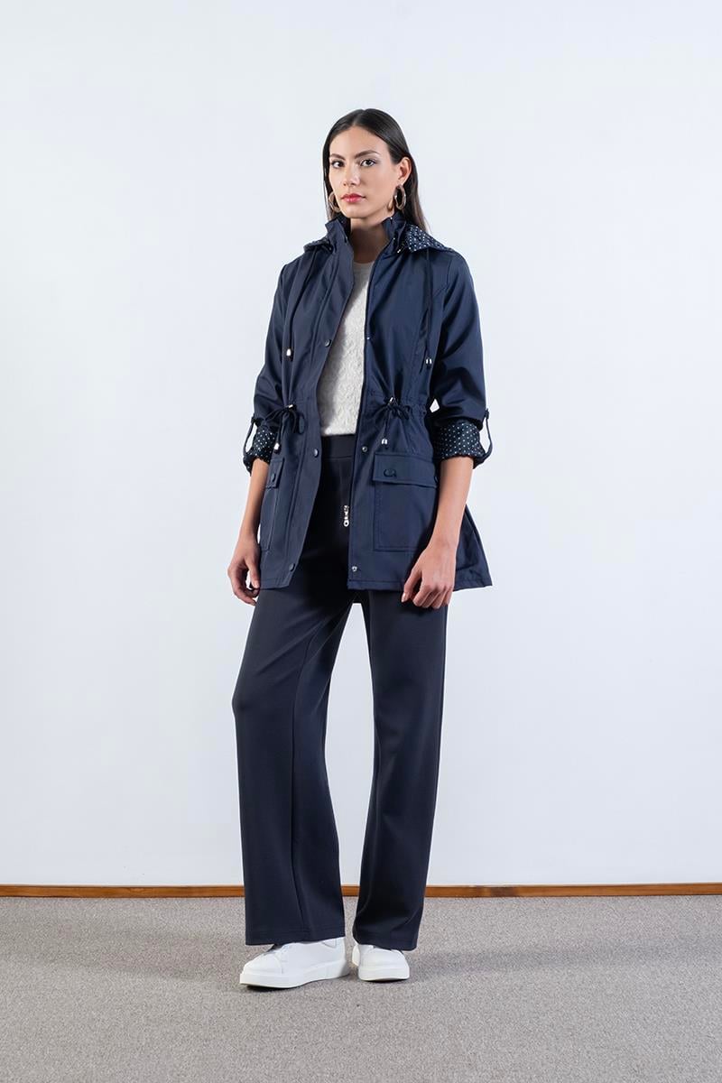 Christensen Kapüşonlu Çıtçıtlı Katlamalı Kol Safari Mont LACİVERT