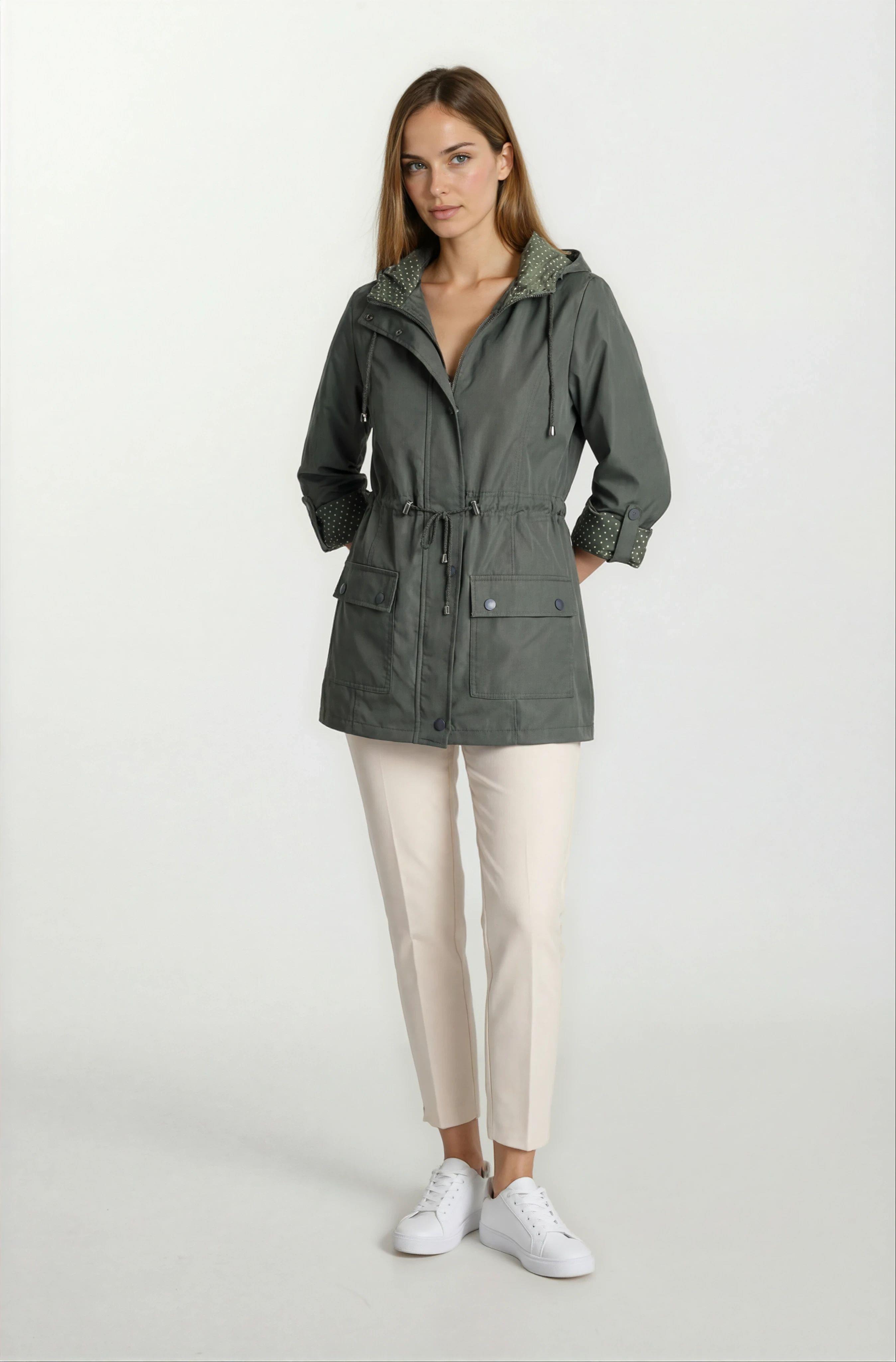 Christensen Kapüşonlu Çıtçıtlı Katlamalı Kol Safari Mont HAKİ