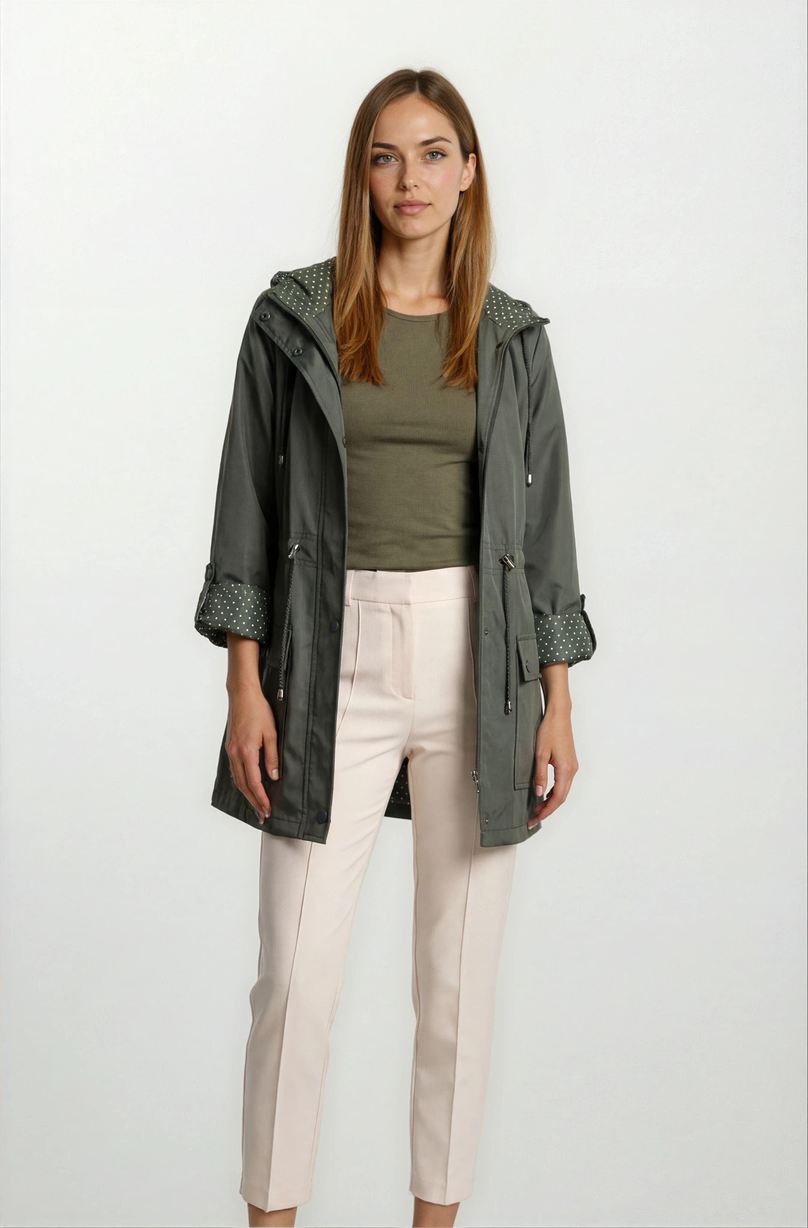 Christensen Kapüşonlu Çıtçıtlı Katlamalı Kol Safari Mont HAKİ