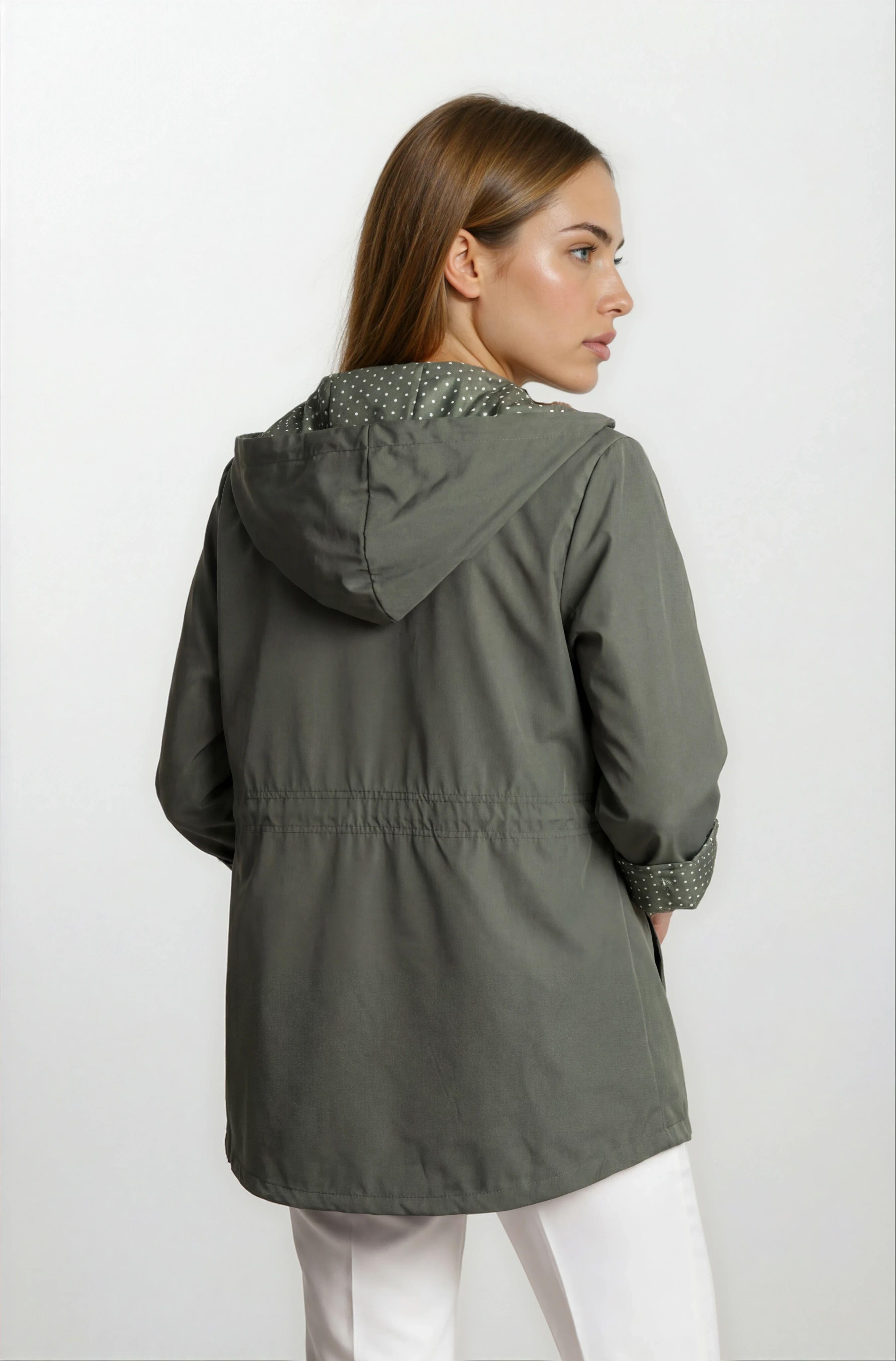 Christensen Kapüşonlu Çıtçıtlı Katlamalı Kol Safari Mont HAKİ