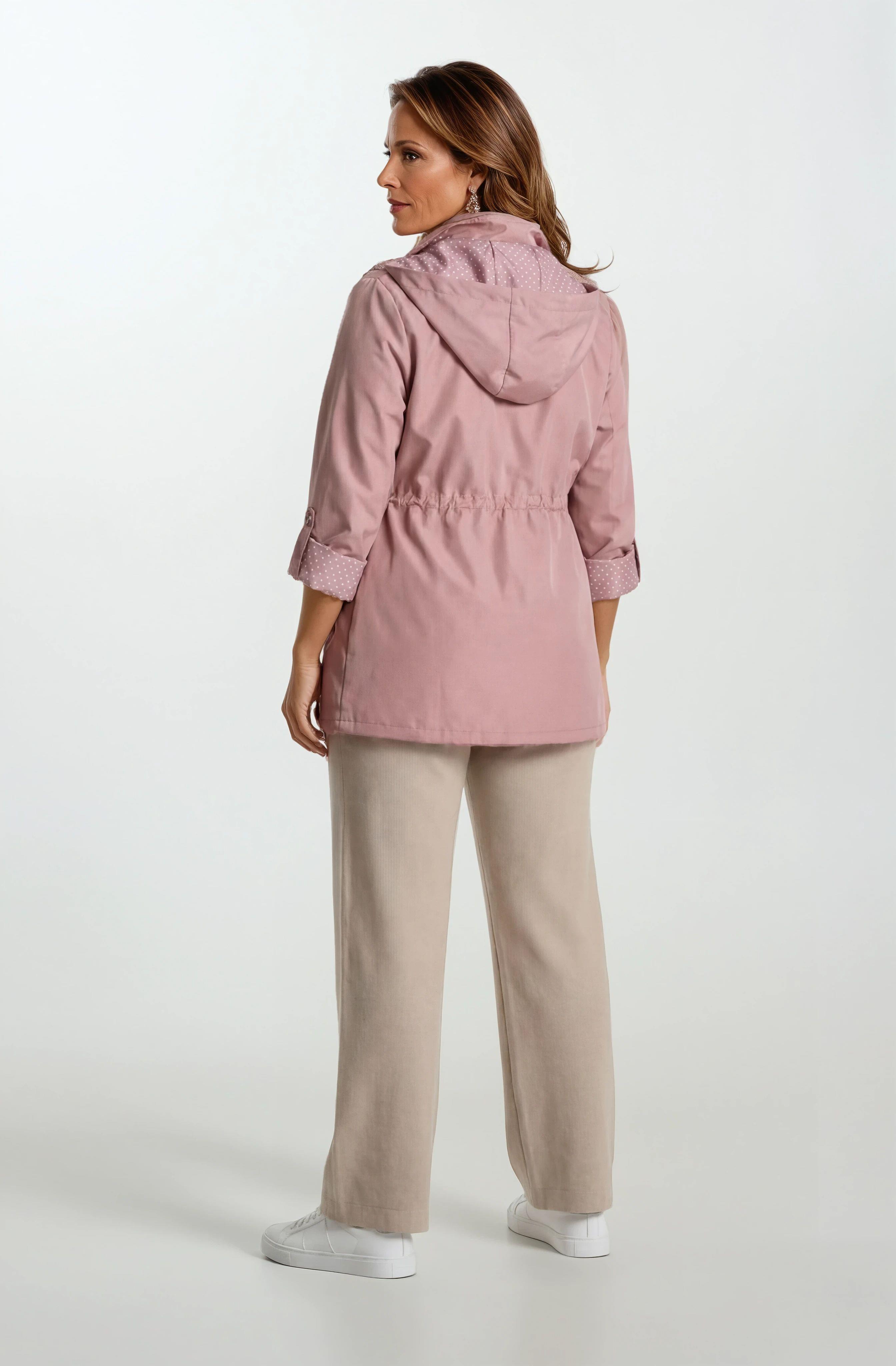 Christensen Kapüşonlu Çıtçıtlı Katlamalı Kol Safari Mont GÜL KURUSU