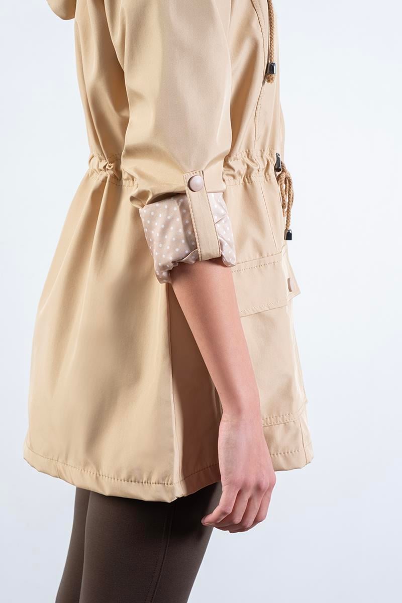 Christensen Kapüşonlu Çıtçıtlı Katlamalı Kol Safari Mont CAMEL