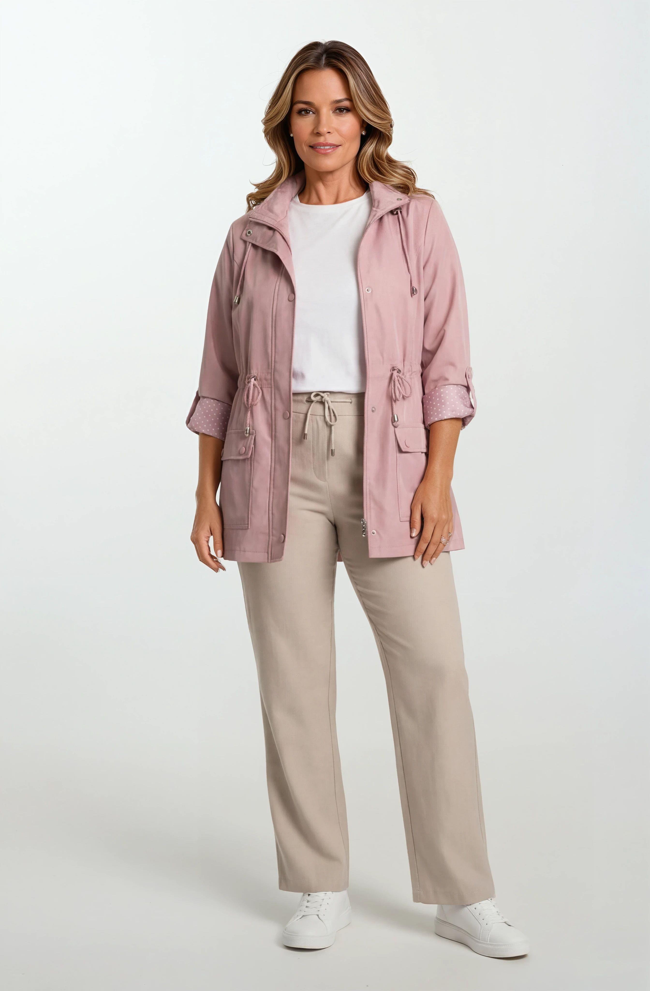 Christensen Kapüşonlu Çıtçıtlı Katlamalı Kol Safari Mont GÜL KURUSU