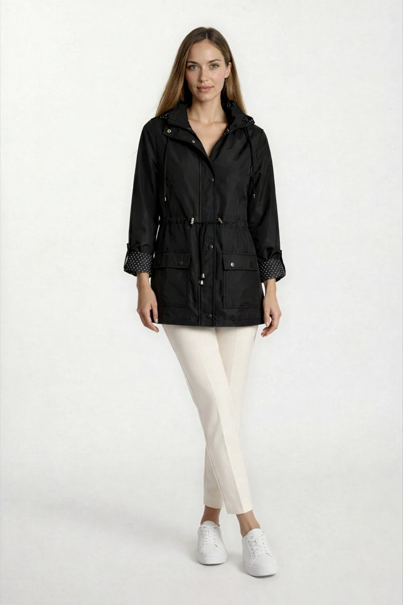 Christensen Kapüşonlu Çıtçıtlı Katlamalı Kol Safari Mont SİYAH