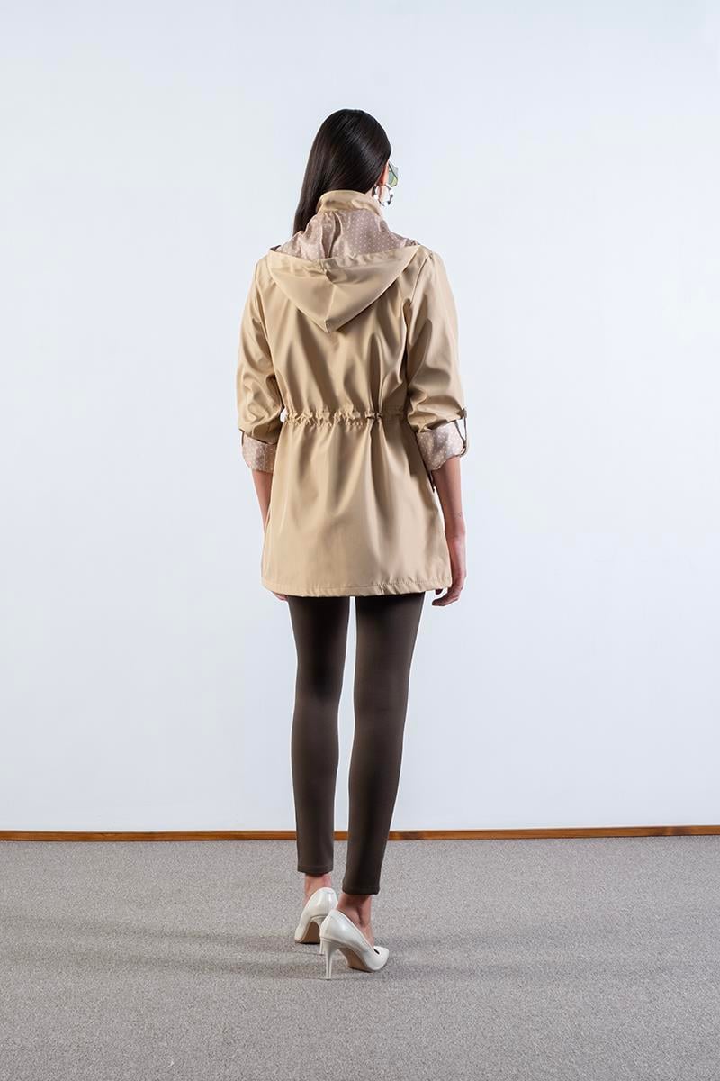 Christensen Kapüşonlu Çıtçıtlı Katlamalı Kol Safari Mont CAMEL