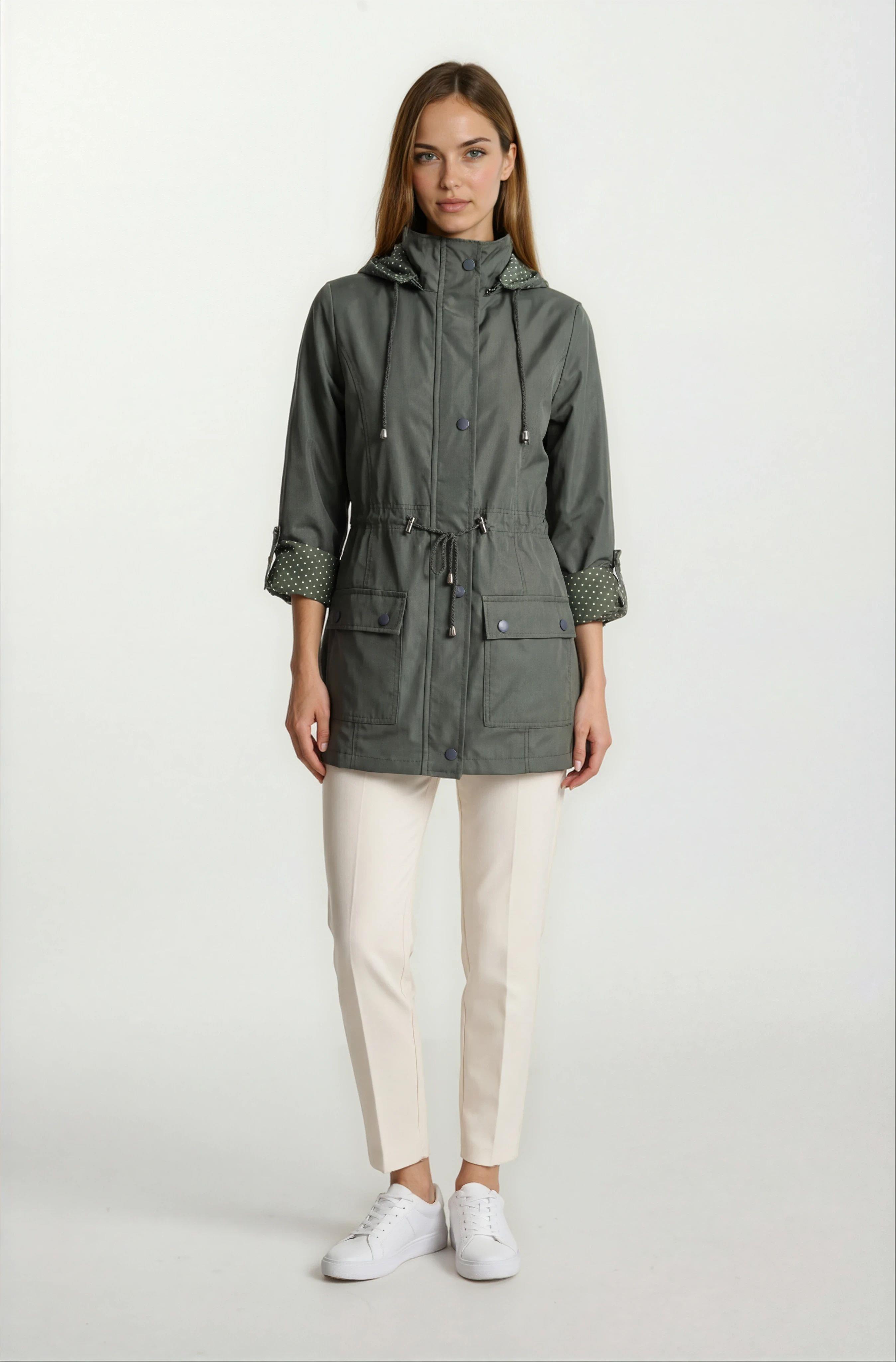 Christensen Kapüşonlu Çıtçıtlı Katlamalı Kol Safari Mont HAKİ