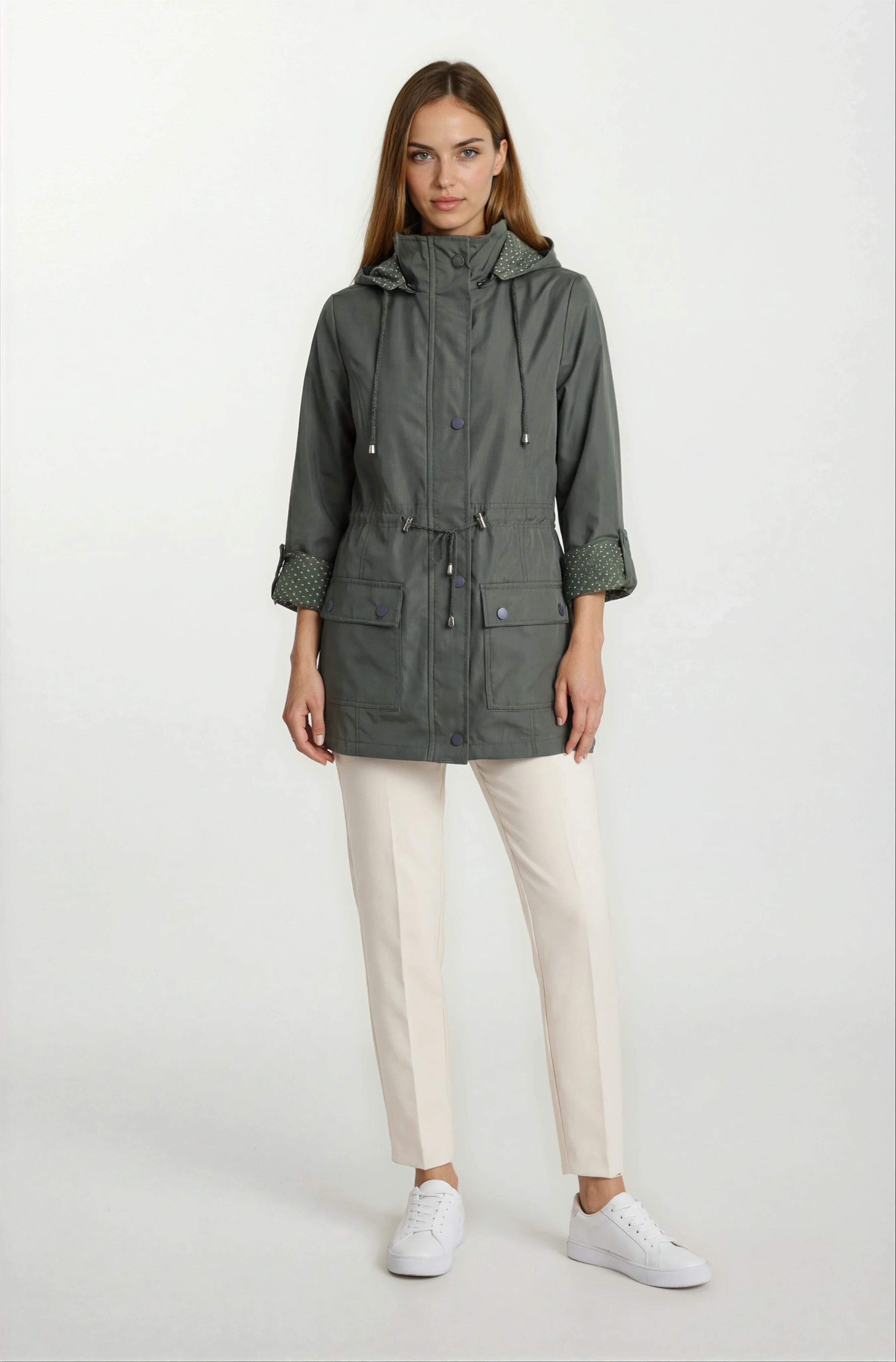 Christensen Kapüşonlu Çıtçıtlı Katlamalı Kol Safari Mont HAKİ