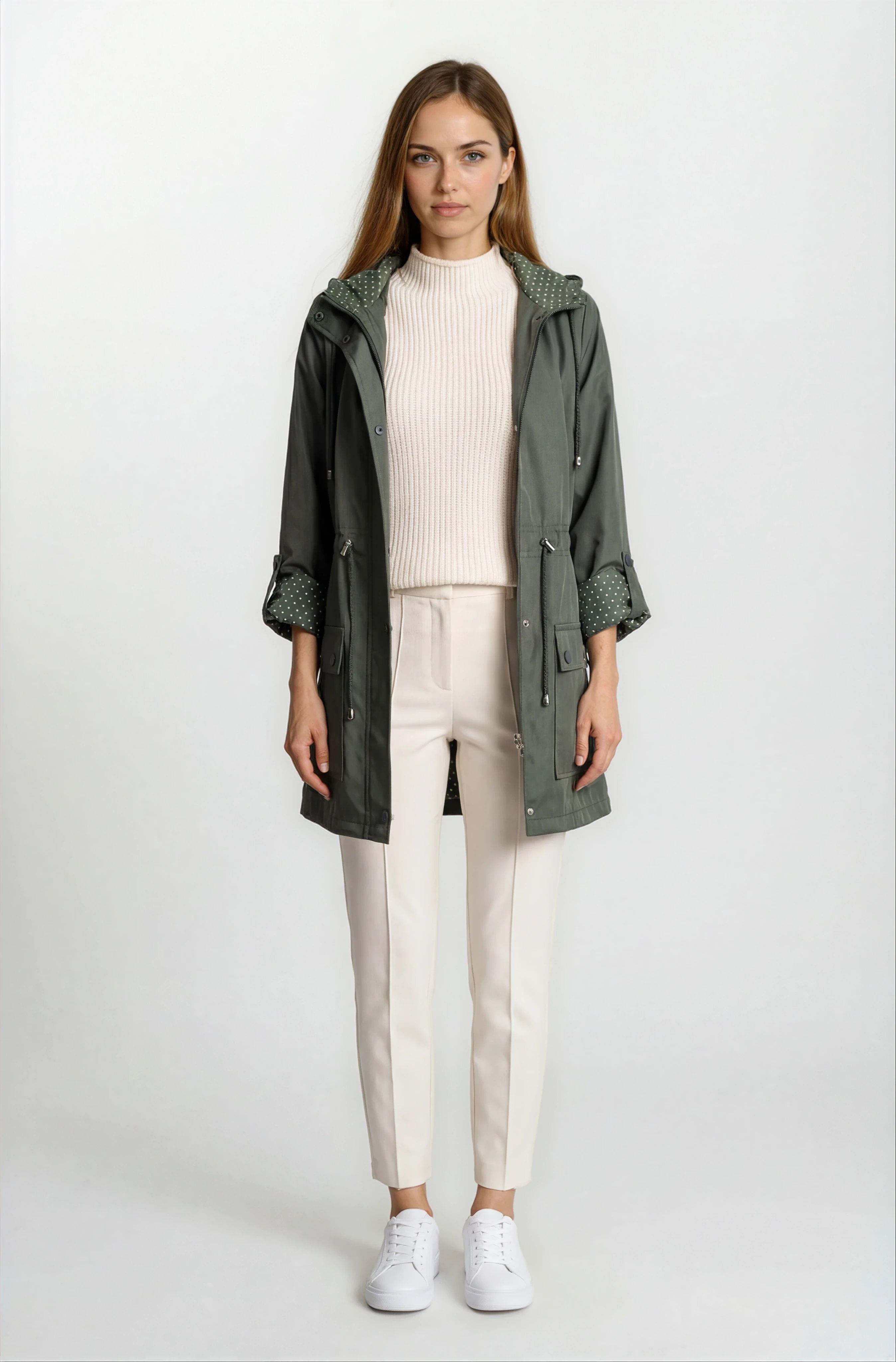 Christensen Kapüşonlu Çıtçıtlı Katlamalı Kol Safari Mont HAKİ