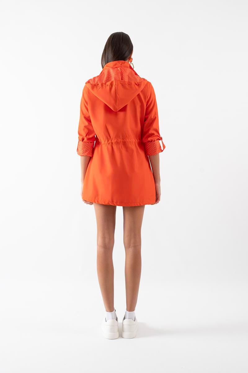 Christensen Kapüşonlu Çıtçıtlı Katlamalı Kol Safari Mont TURUNCU