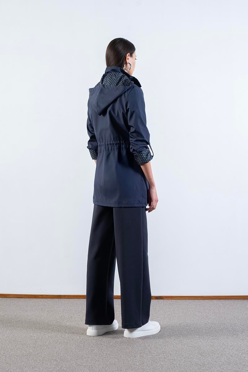 Christensen Kapüşonlu Çıtçıtlı Katlamalı Kol Safari Mont LACİVERT