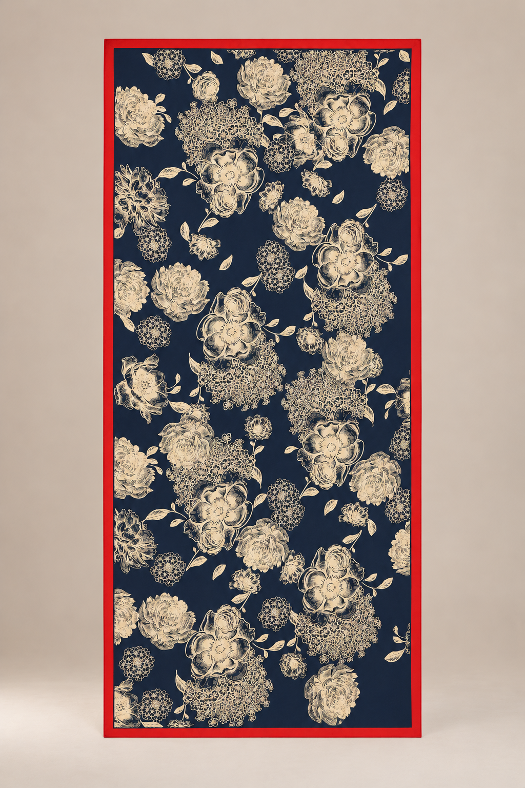 Çiçek Desenli Kenarları Bordürlü Şal 180 x 85 cm BEJ