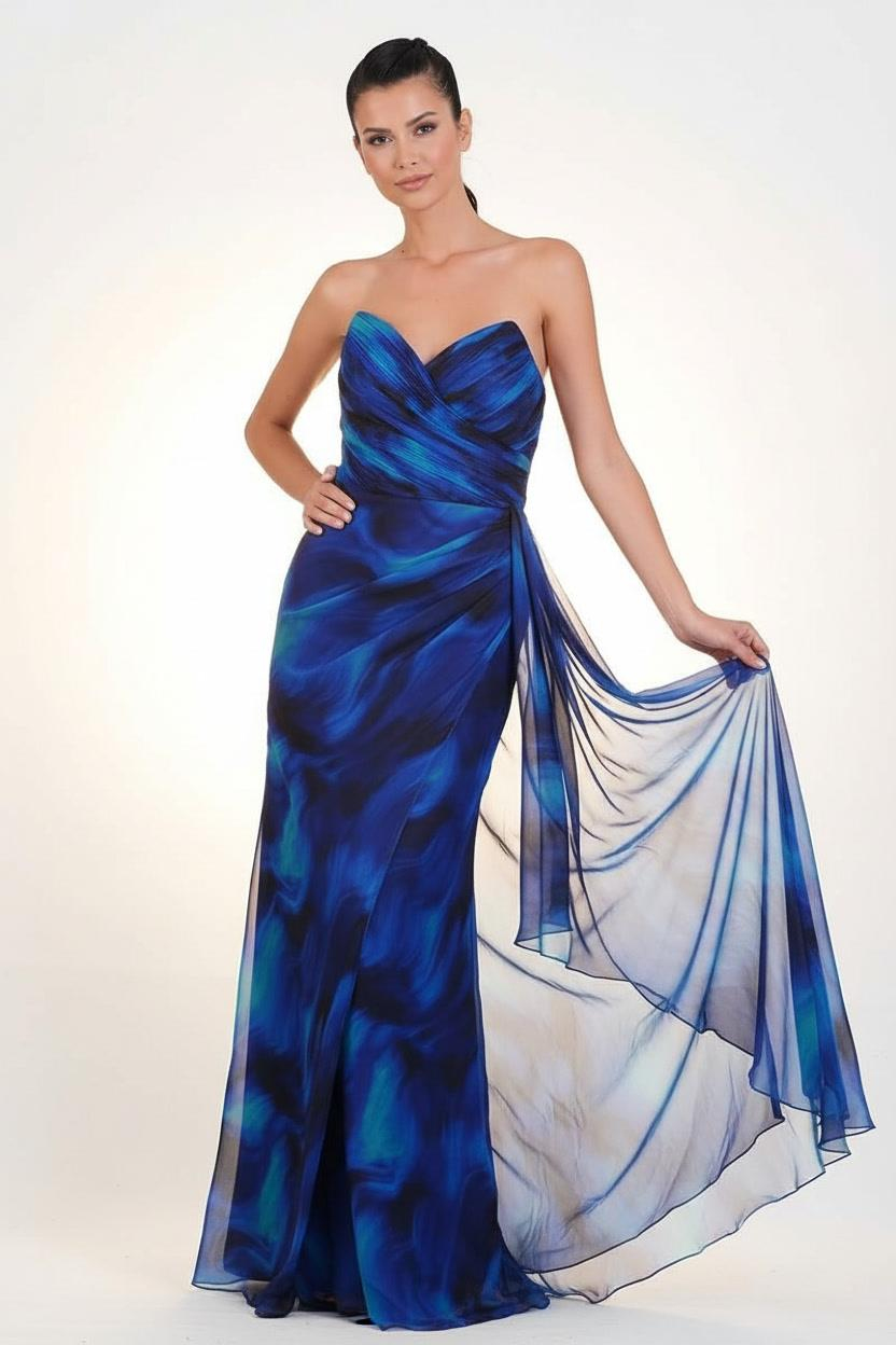 Comincio Kalp Yaka Straplez Uzun Abiye Elbise SAKS