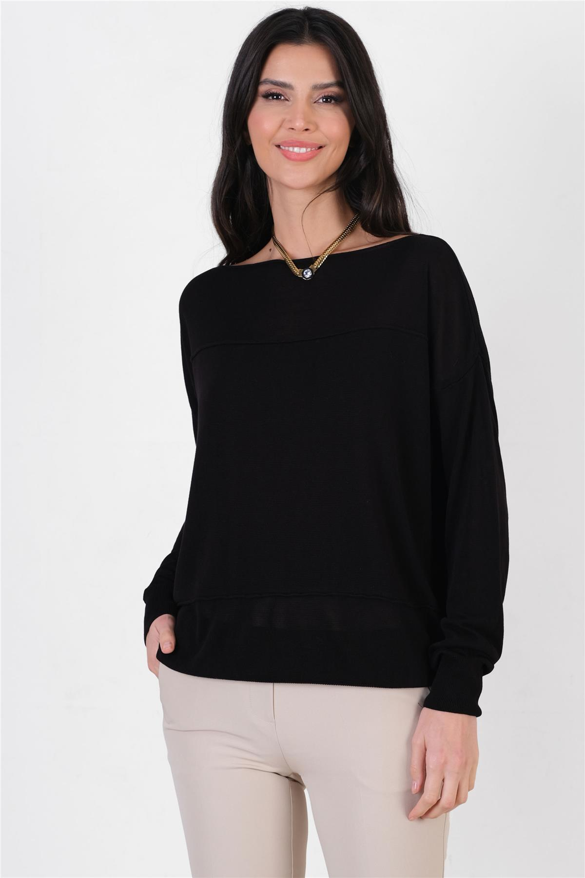 Consolato Kayık Yaka Triko SİYAH