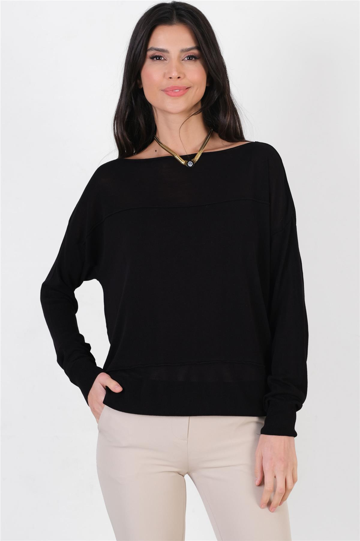 Consolato Kayık Yaka Triko SİYAH