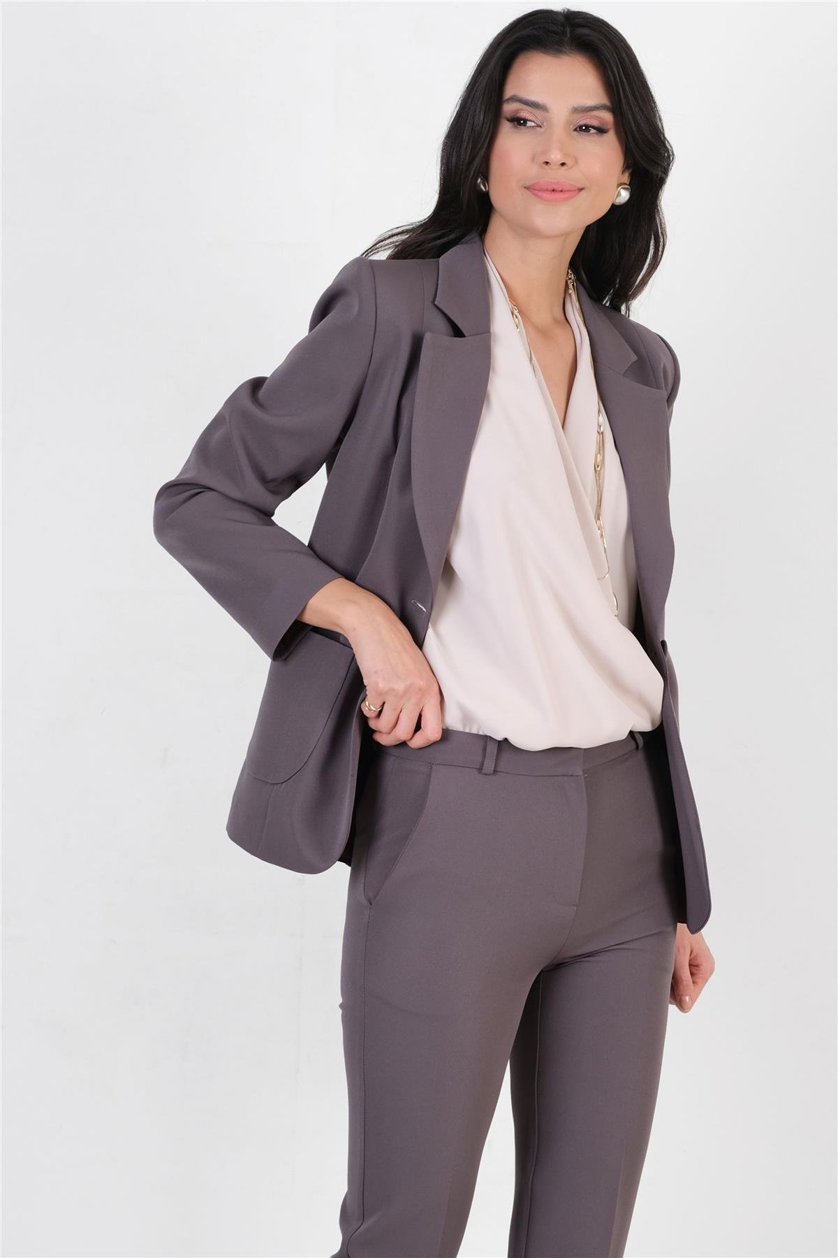 Corinta Mono Yaka Büyük Cepli Ceket GRİ