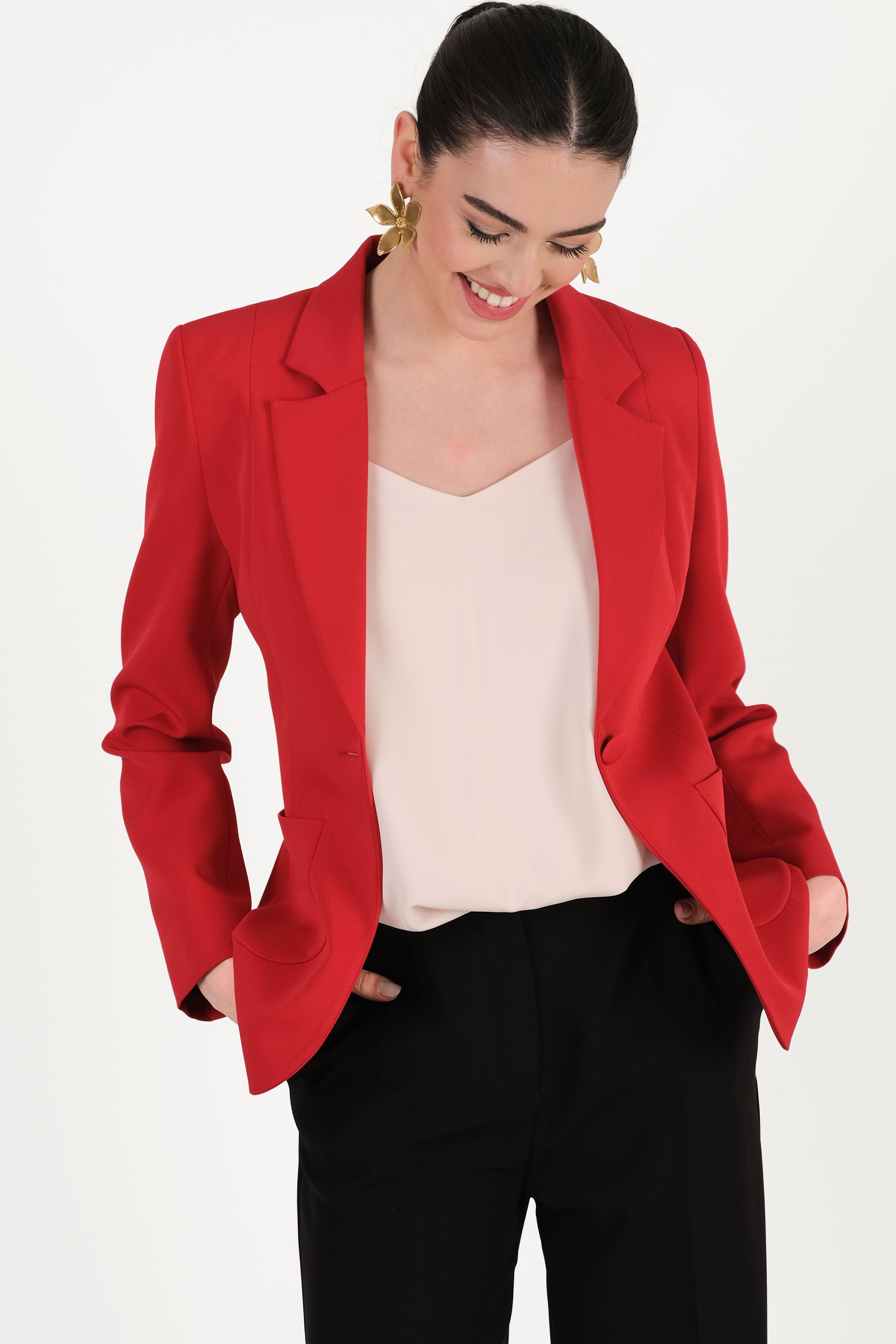 Corinta Mono Yaka Büyük Cepli Ceket KIRMIZI