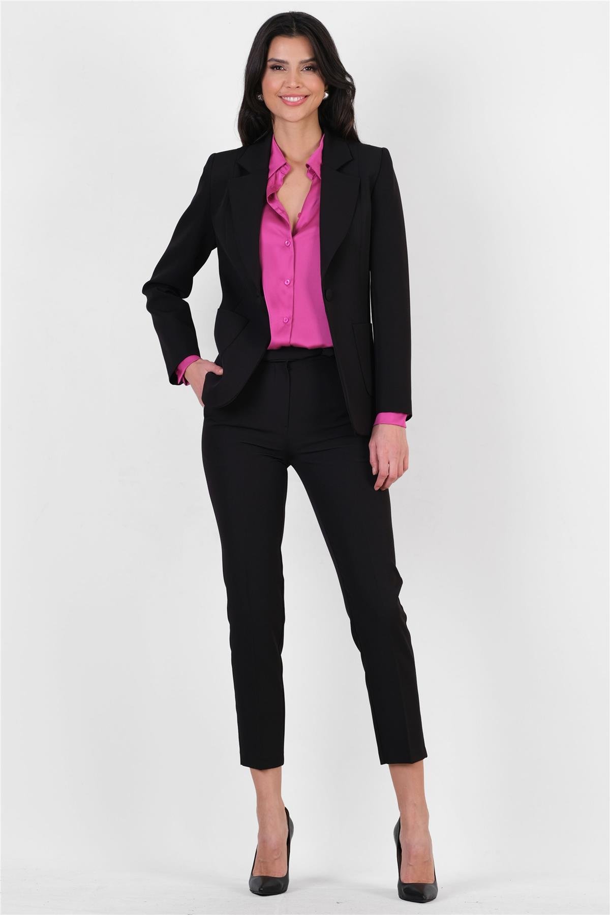 Corinta Mono Yaka Büyük Cepli Ceket SİYAH