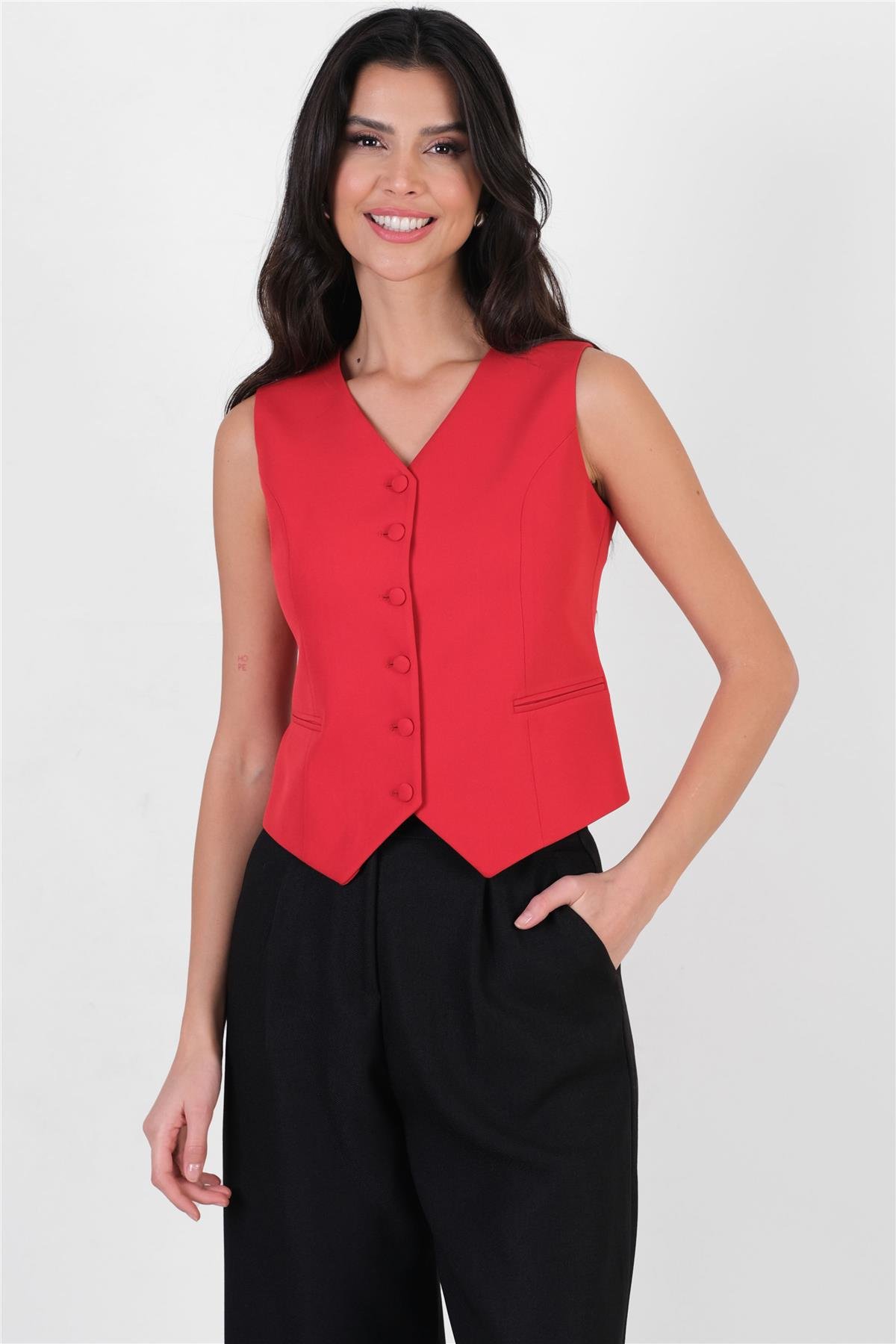 Corinta V Yaka Flota Cepli Yelek KIRMIZI