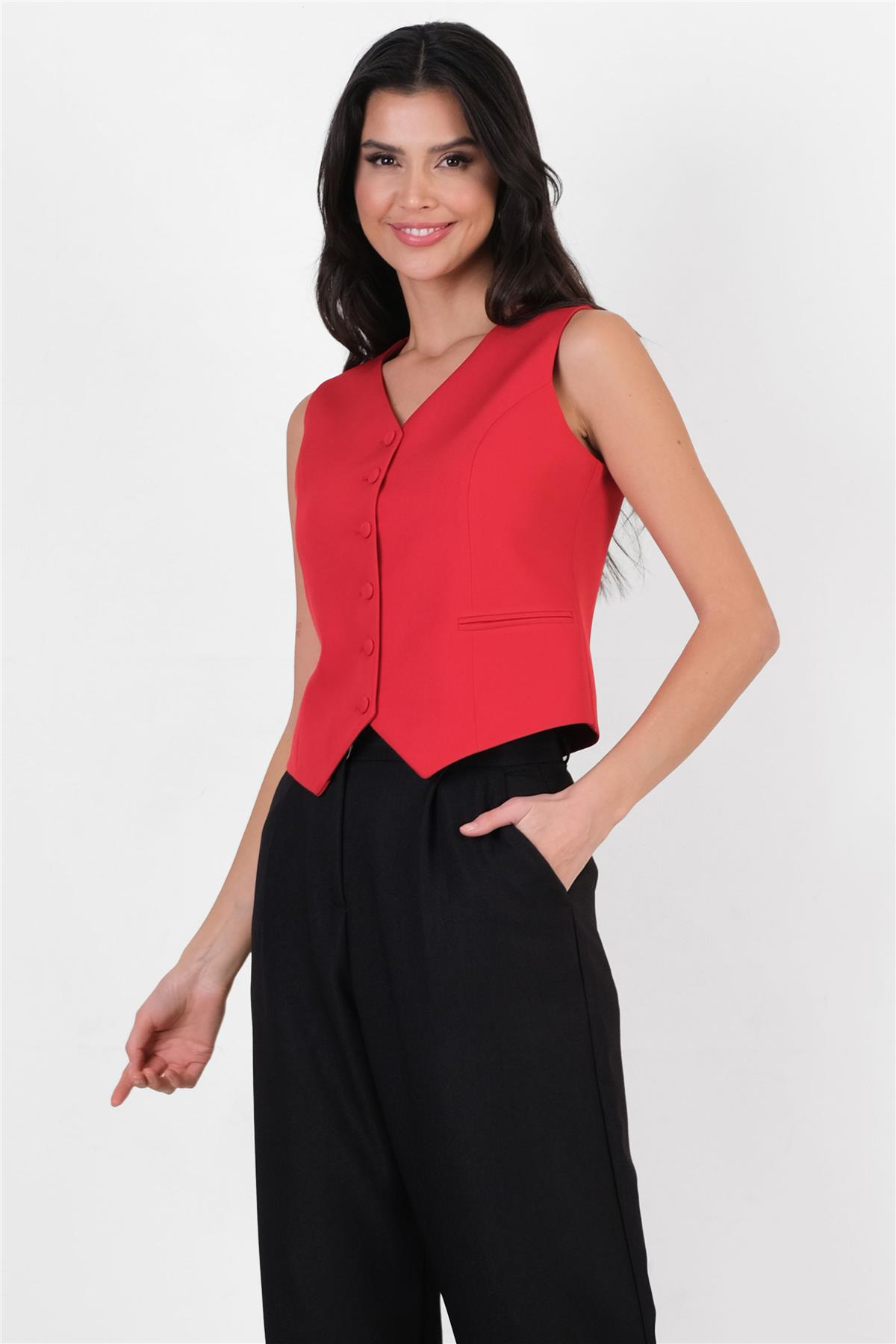 Corinta V Yaka Flota Cepli Yelek KIRMIZI