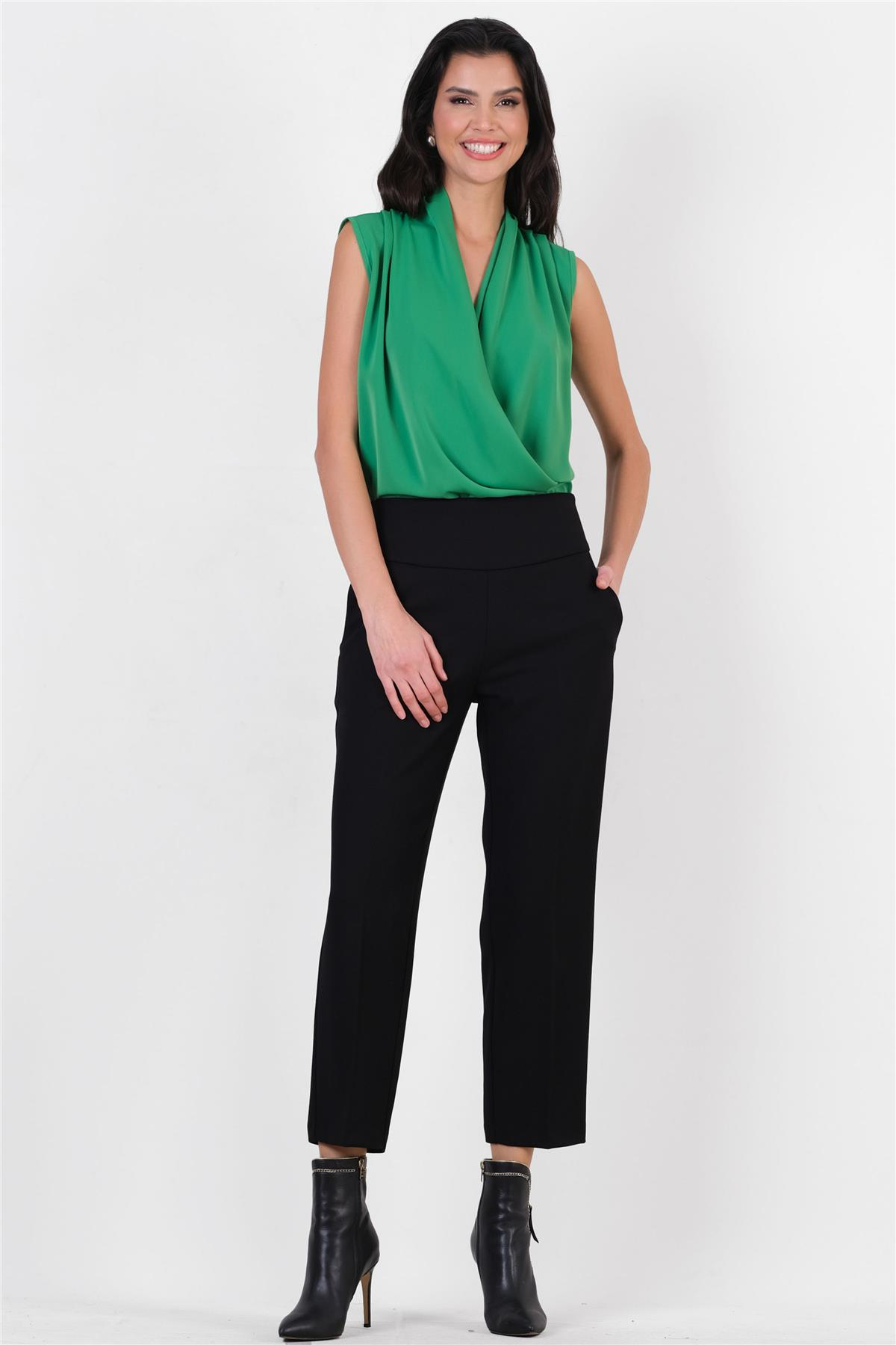 Cristano Geniş Korsajlı Yandan Fermuarlı Pantolon SİYAH