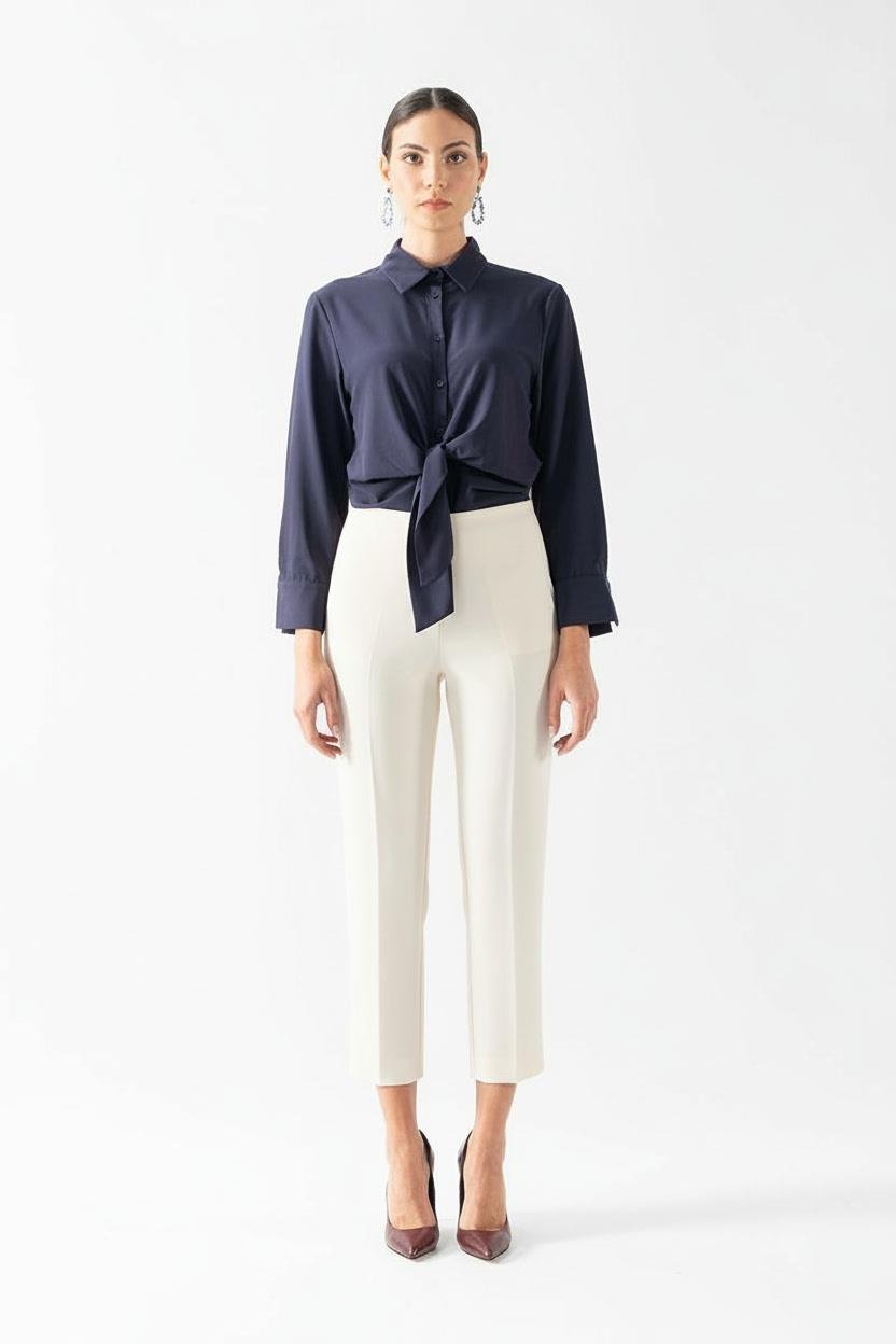 Cristano Geniş Korsajlı Yandan Fermuarlı Pantolon EKRU