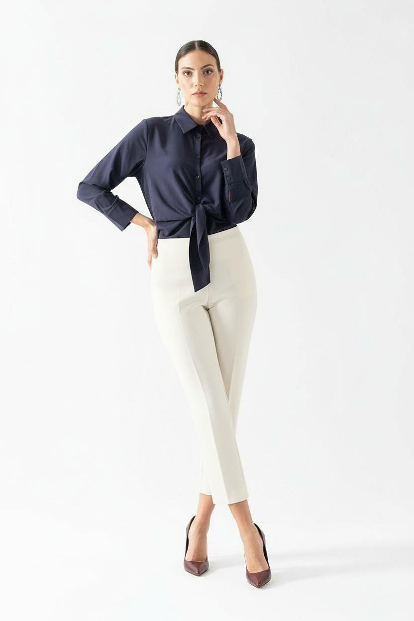 Cristano Geniş Korsajlı Yandan Fermuarlı Pantolon EKRU