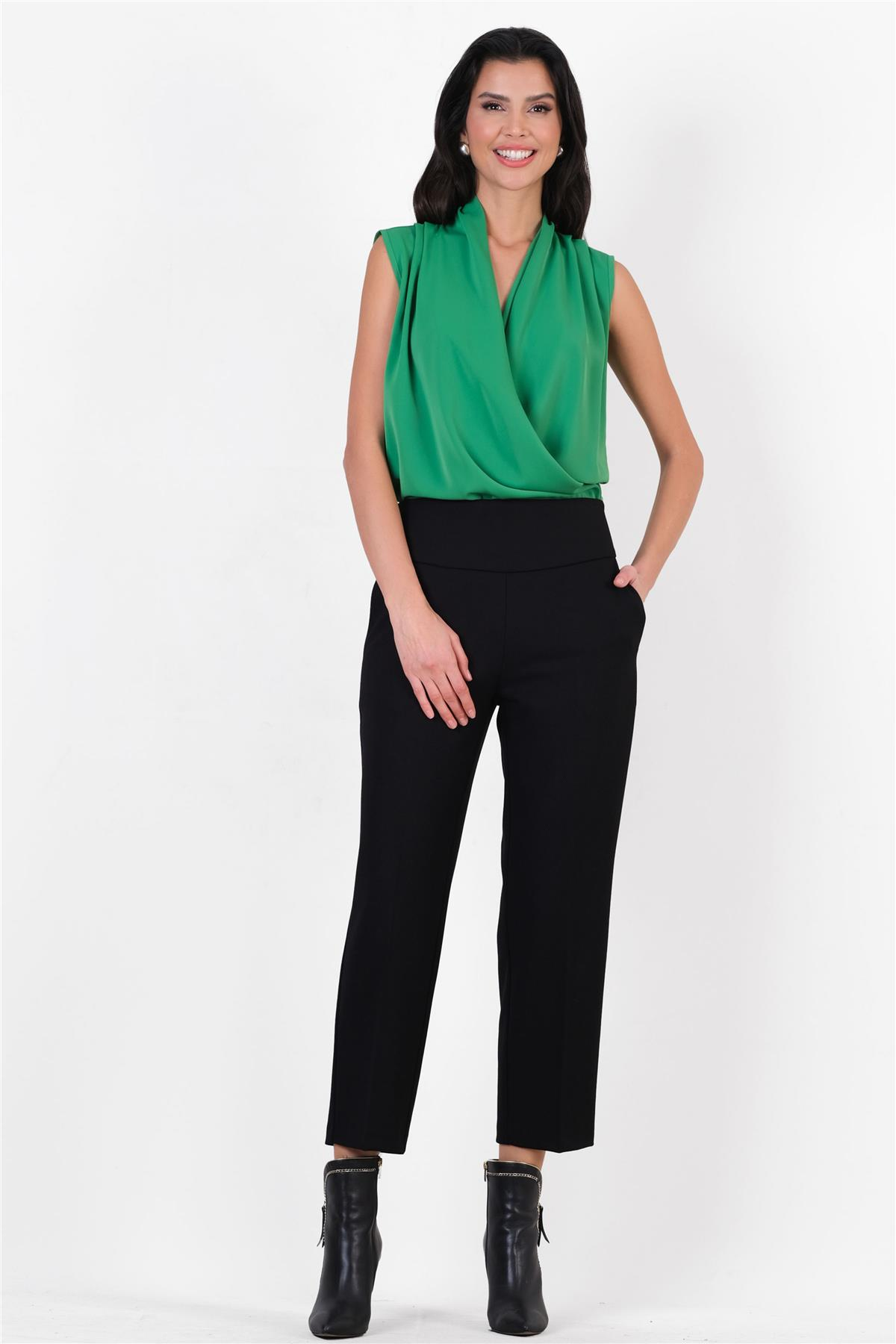 Cristano Geniş Korsajlı Yandan Fermuarlı Pantolon SİYAH