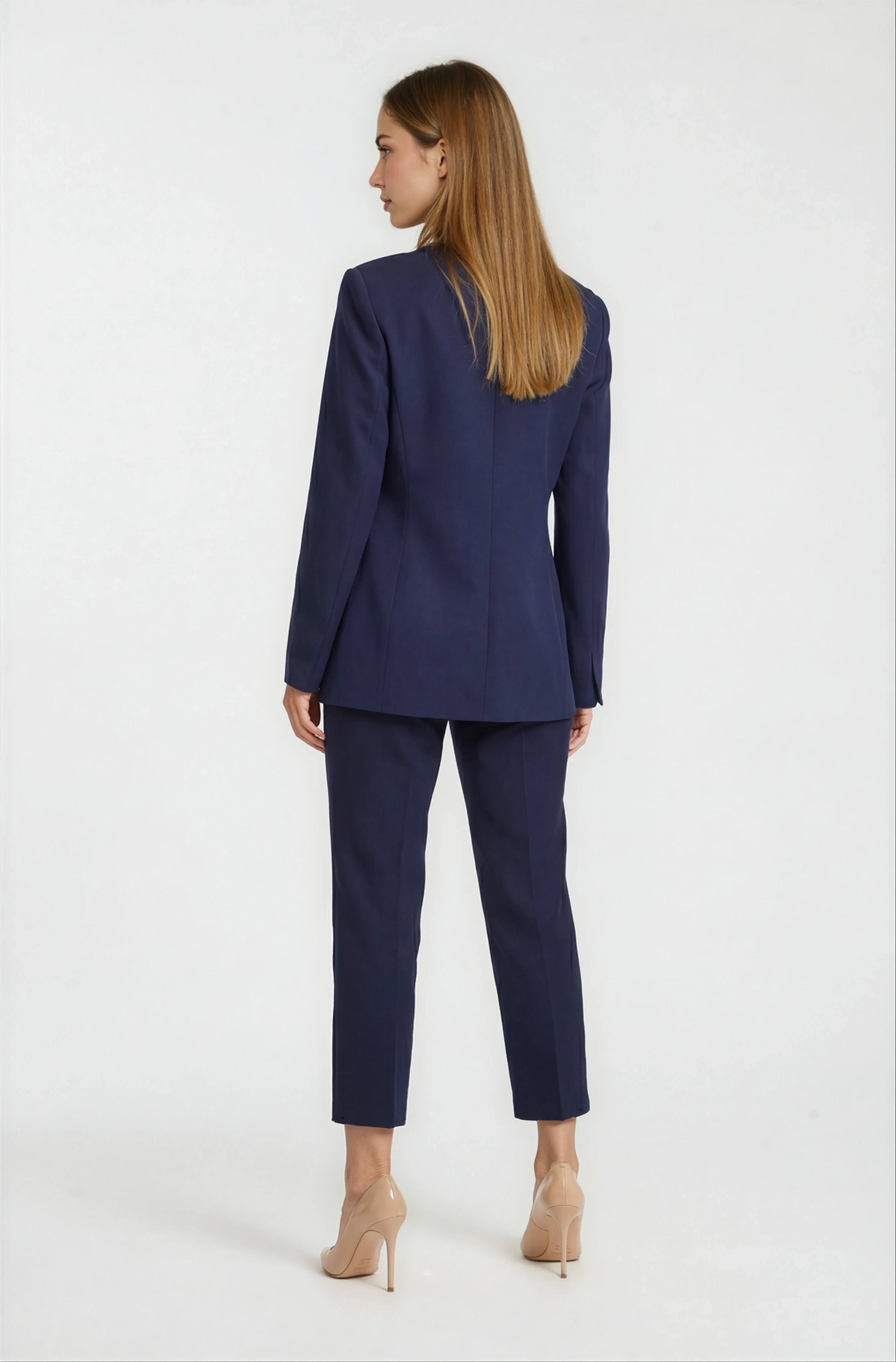 Cristano Klasik Yaka Tek Düğmeli Bele Oturan Kadın Blazer Ceket LACİVERT