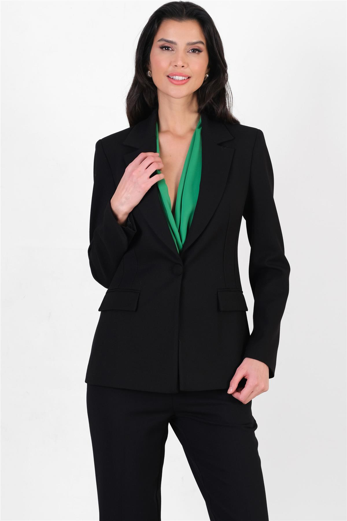 Cristano Mono Yaka Tek Düğme Ceket SİYAH