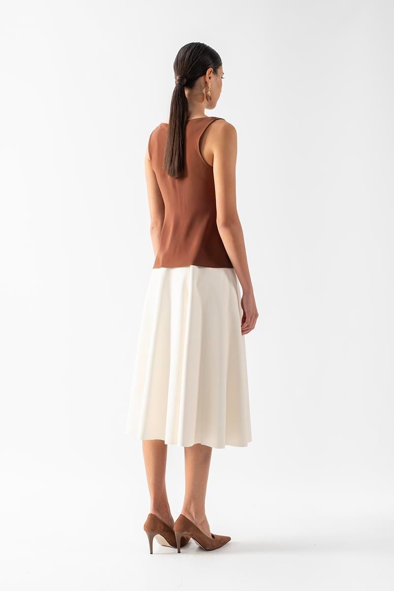 Dalisa Degaje Yaka Kolsuz Bluz KAHVE