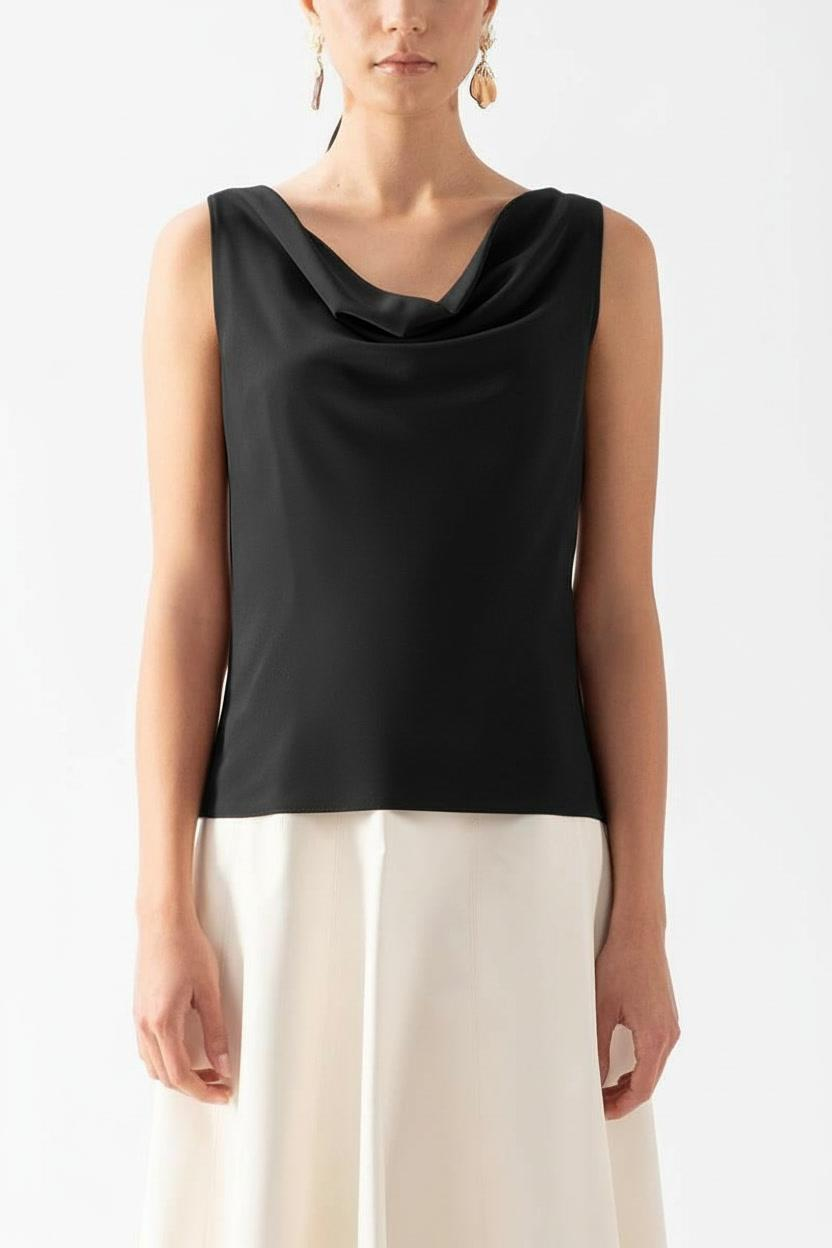 Dalisa Degaje Yaka Kolsuz Bluz SİYAH