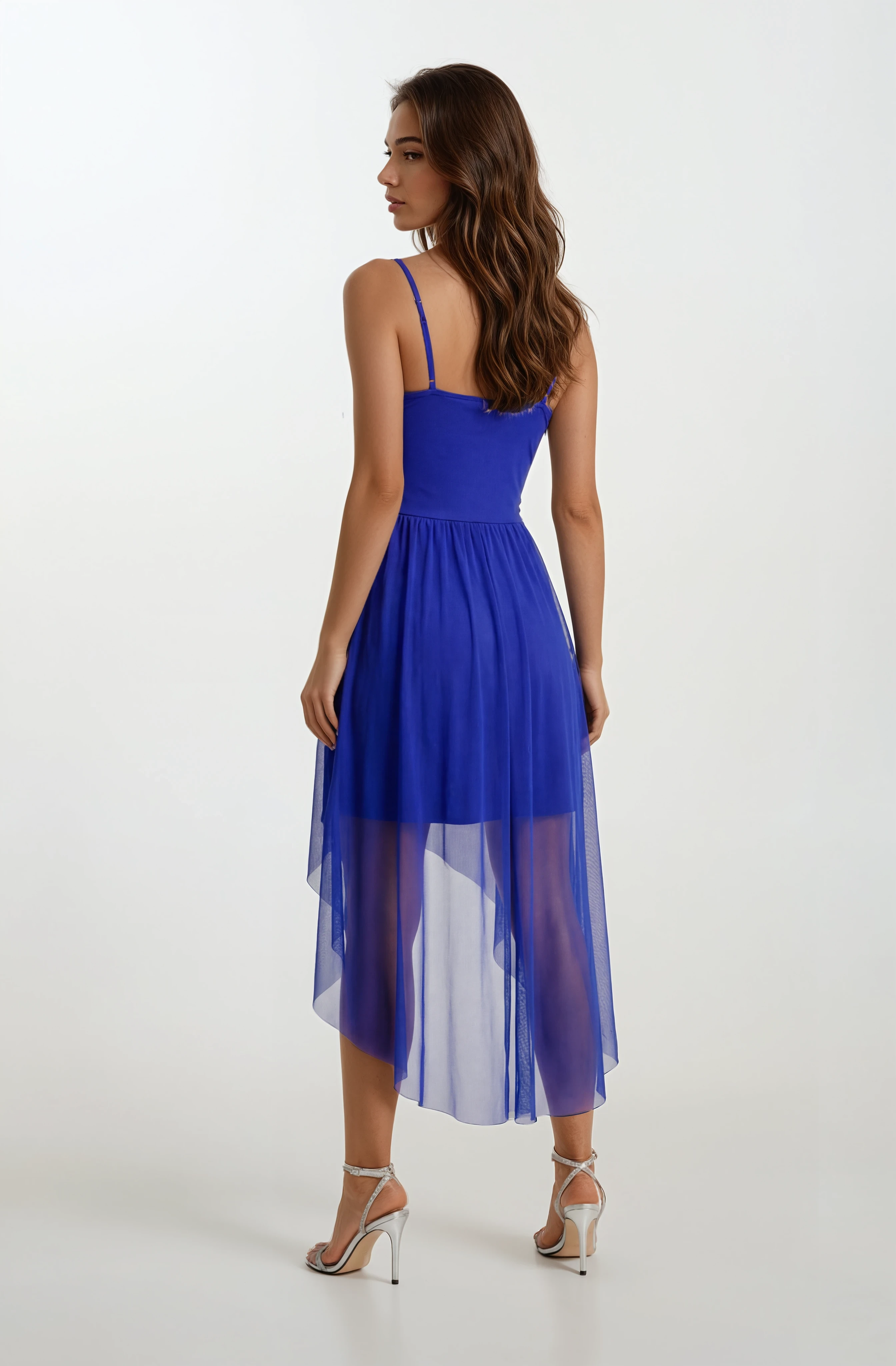 Darianna Kalp Yaka Askılı Önü Kısa Arkası Uzun Kısa Abiye Elbise SAKS