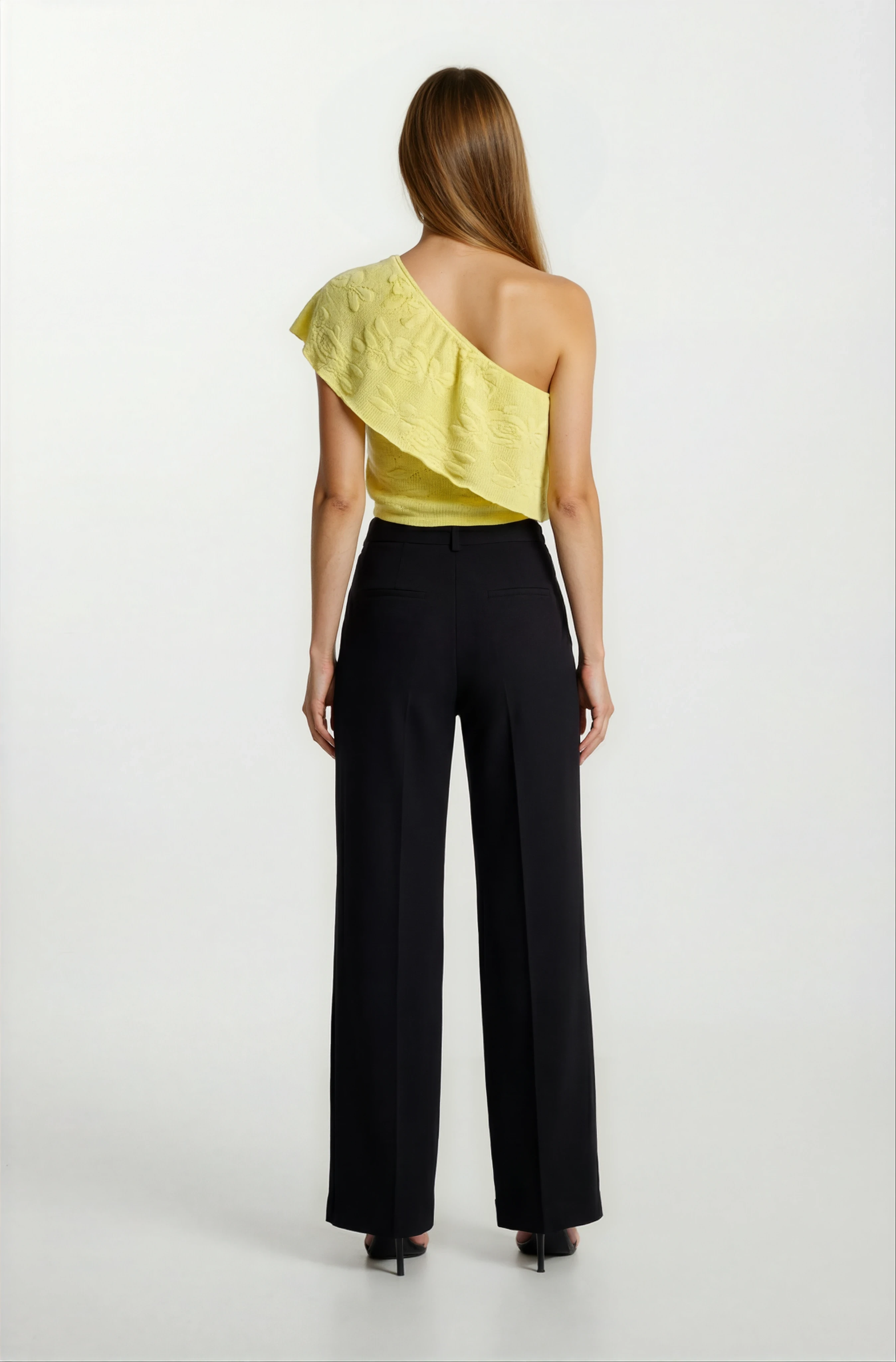 Darmo Tek Omuz Fırfırlı Triko SARI