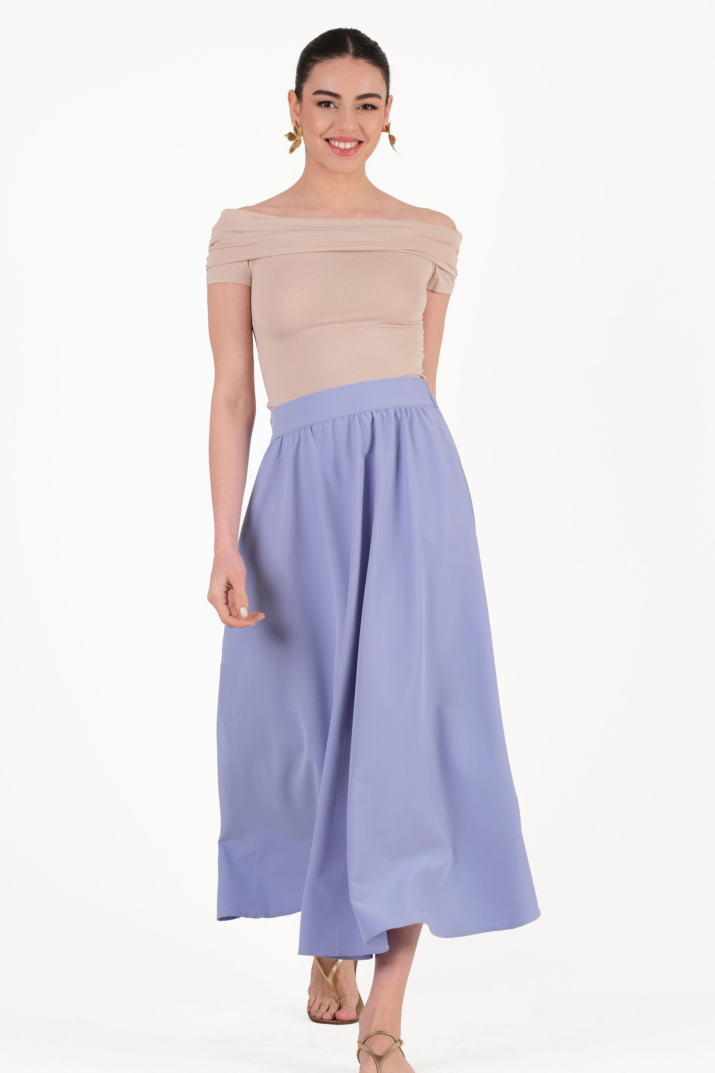 Decenzio Kayık Yaka Omuz Açık Bluz BEJ