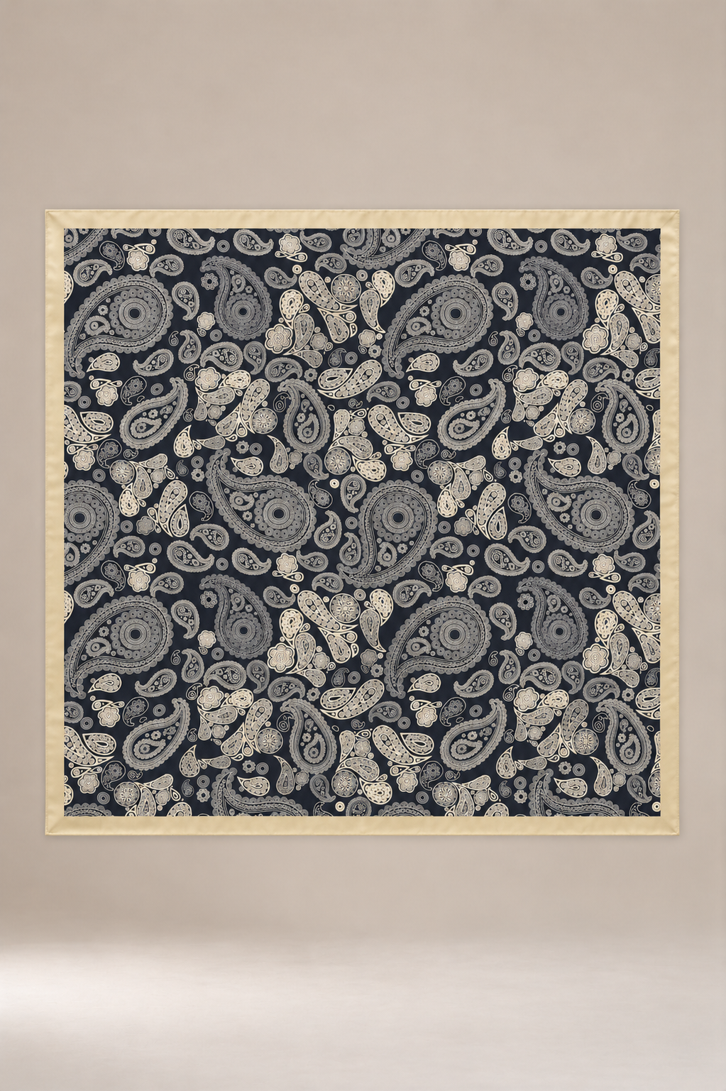 Değişik Desenler ve Şal Desen Çerçeve Bordürlü Şal 110 x 110 cm BEJ
