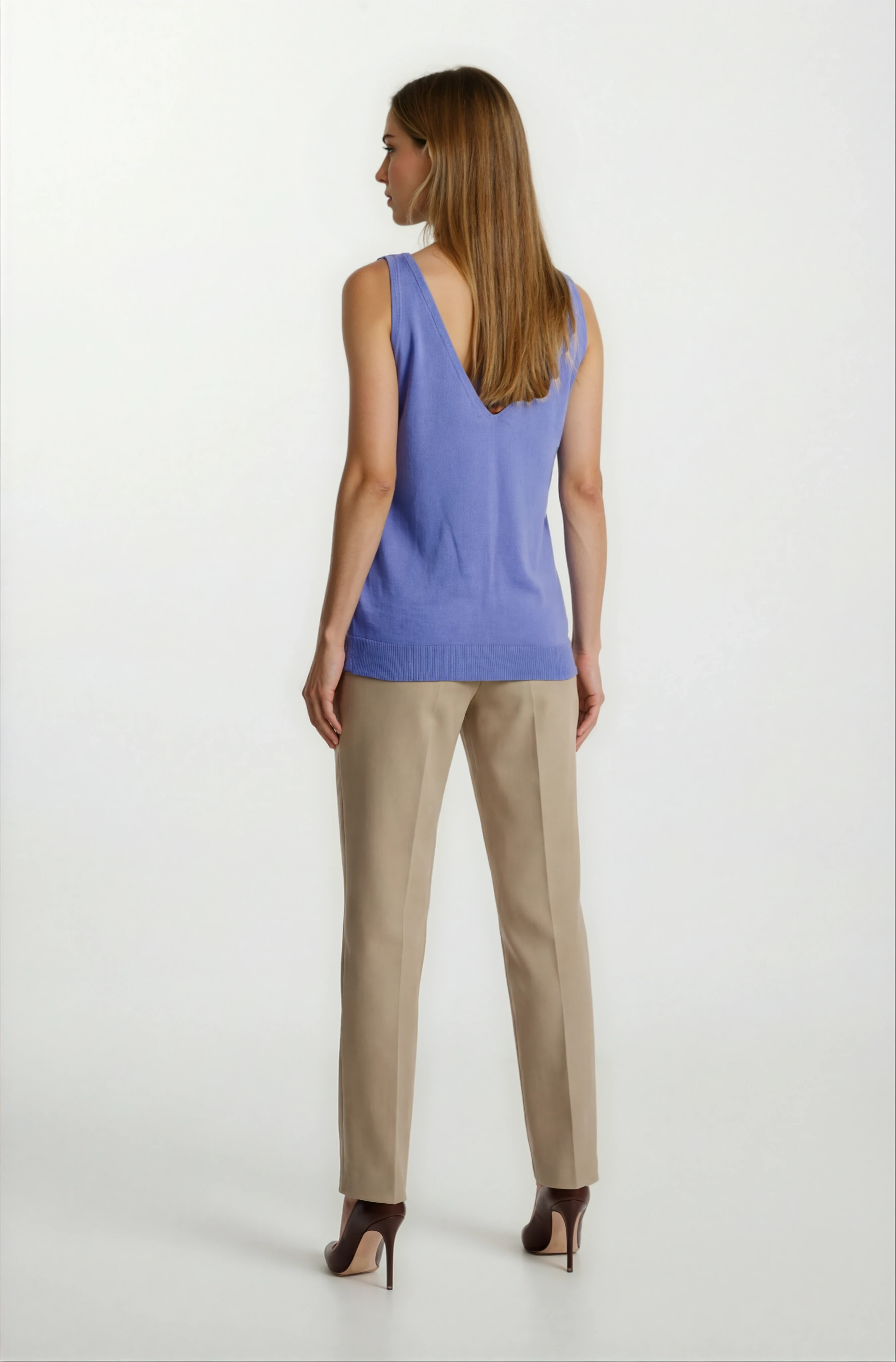 Delmira Ön Arka V Yaka Kolsuz Triko İNDİGO