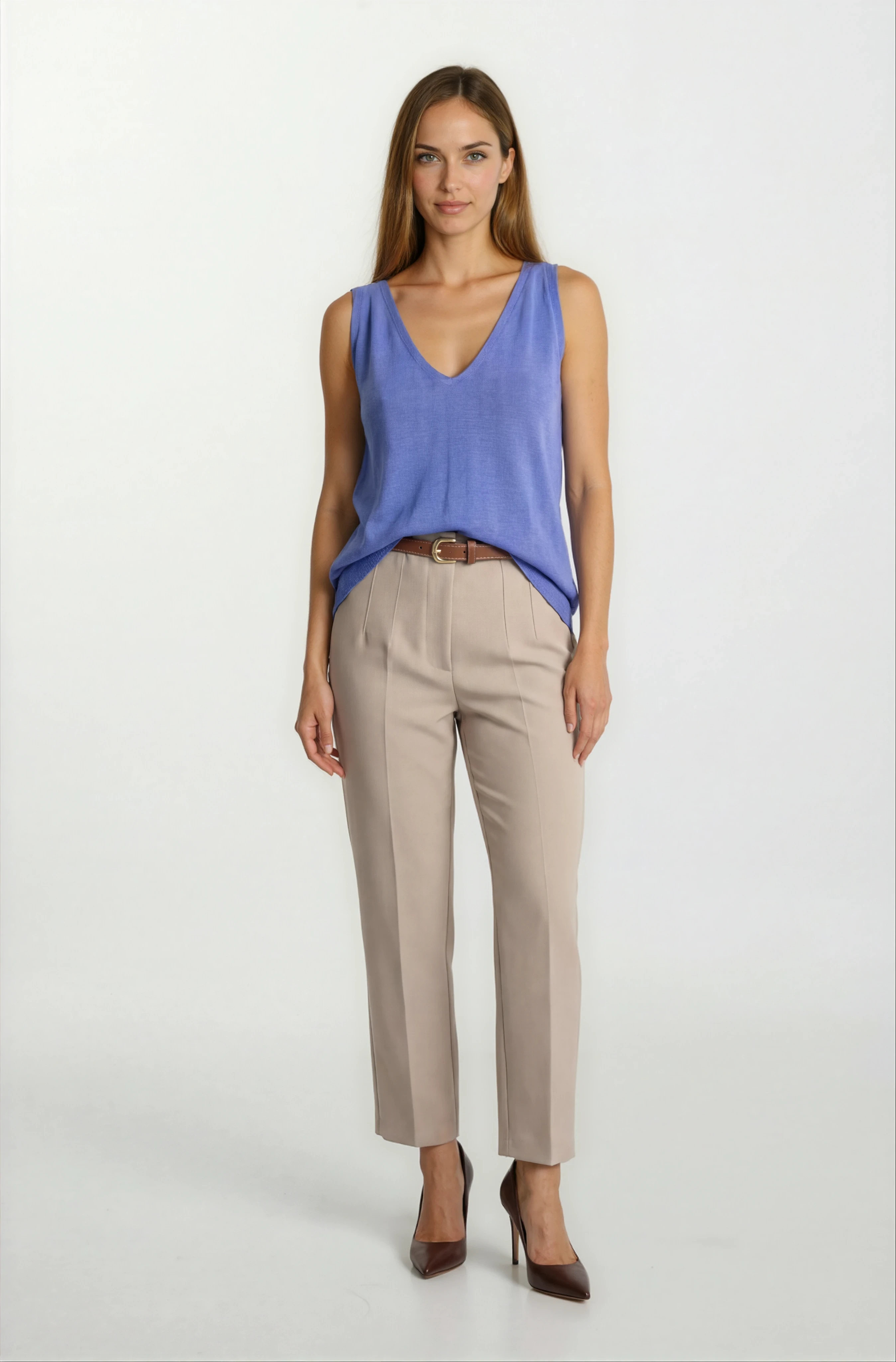 Delmira Ön Arka V Yaka Kolsuz Triko İNDİGO