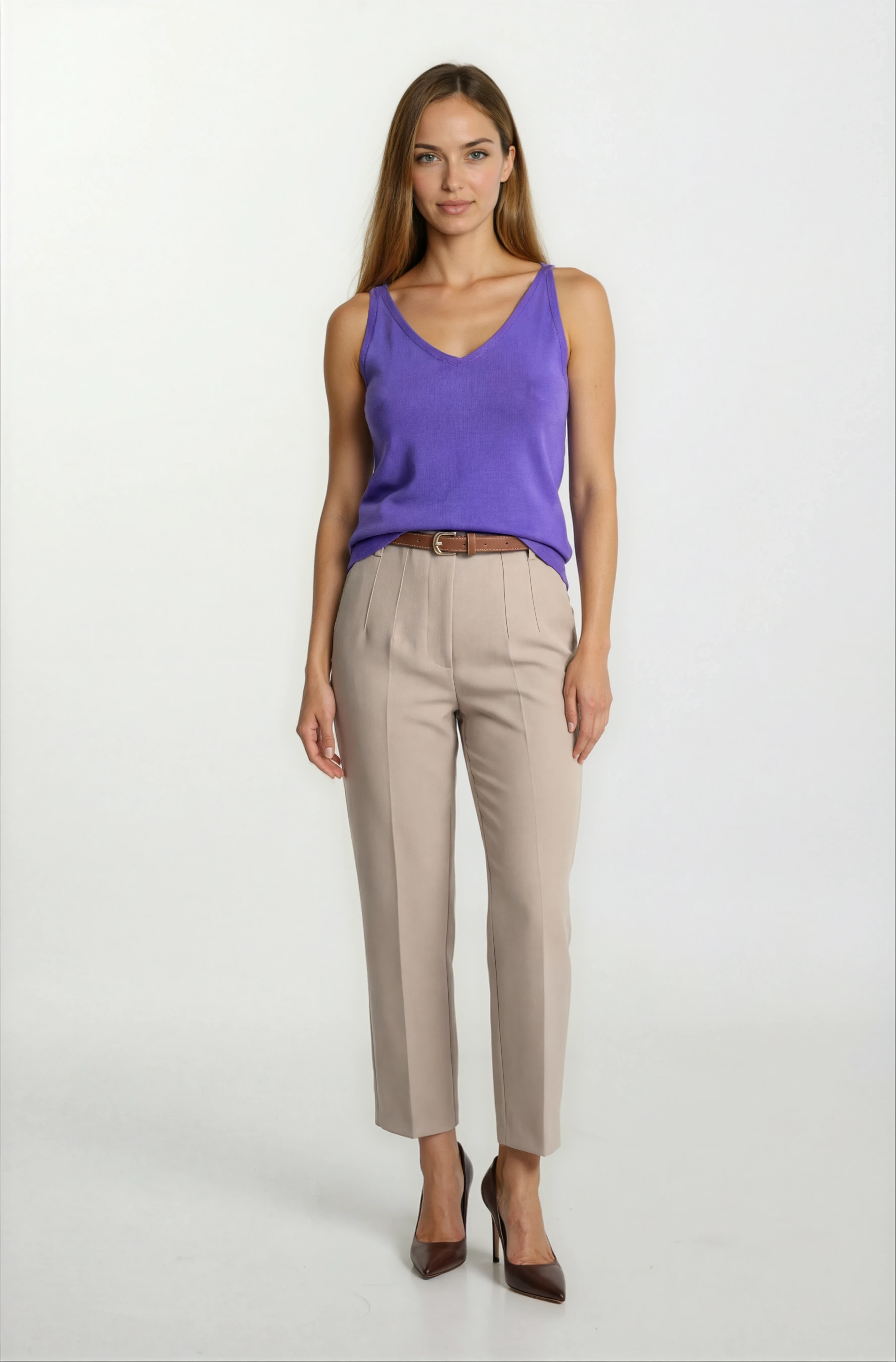 Delmira Ön Arka V Yaka Kolsuz Triko MOR