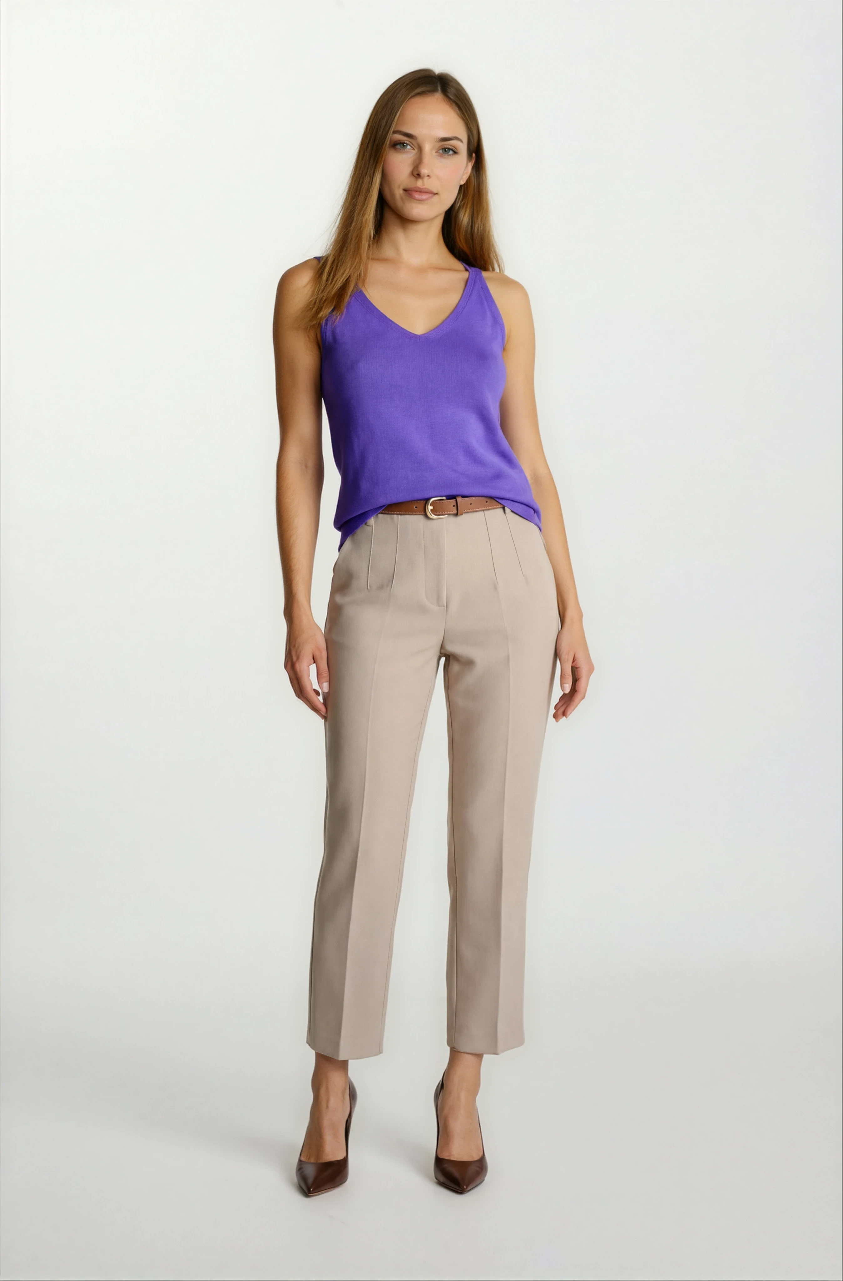 Delmira Ön Arka V Yaka Kolsuz Triko MOR